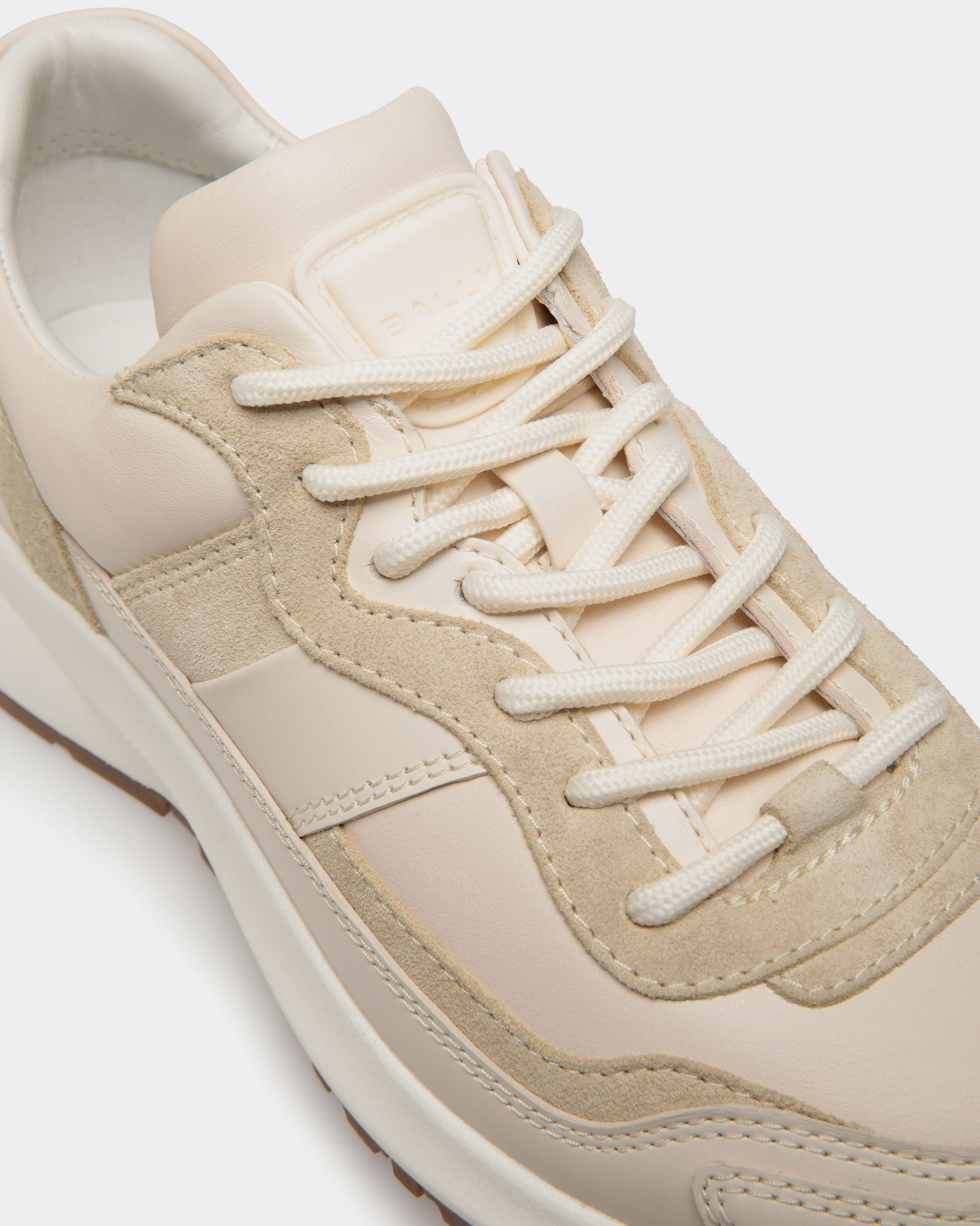 Bally Global - Outline Sneaker in Ivory and Champagne Leather - White