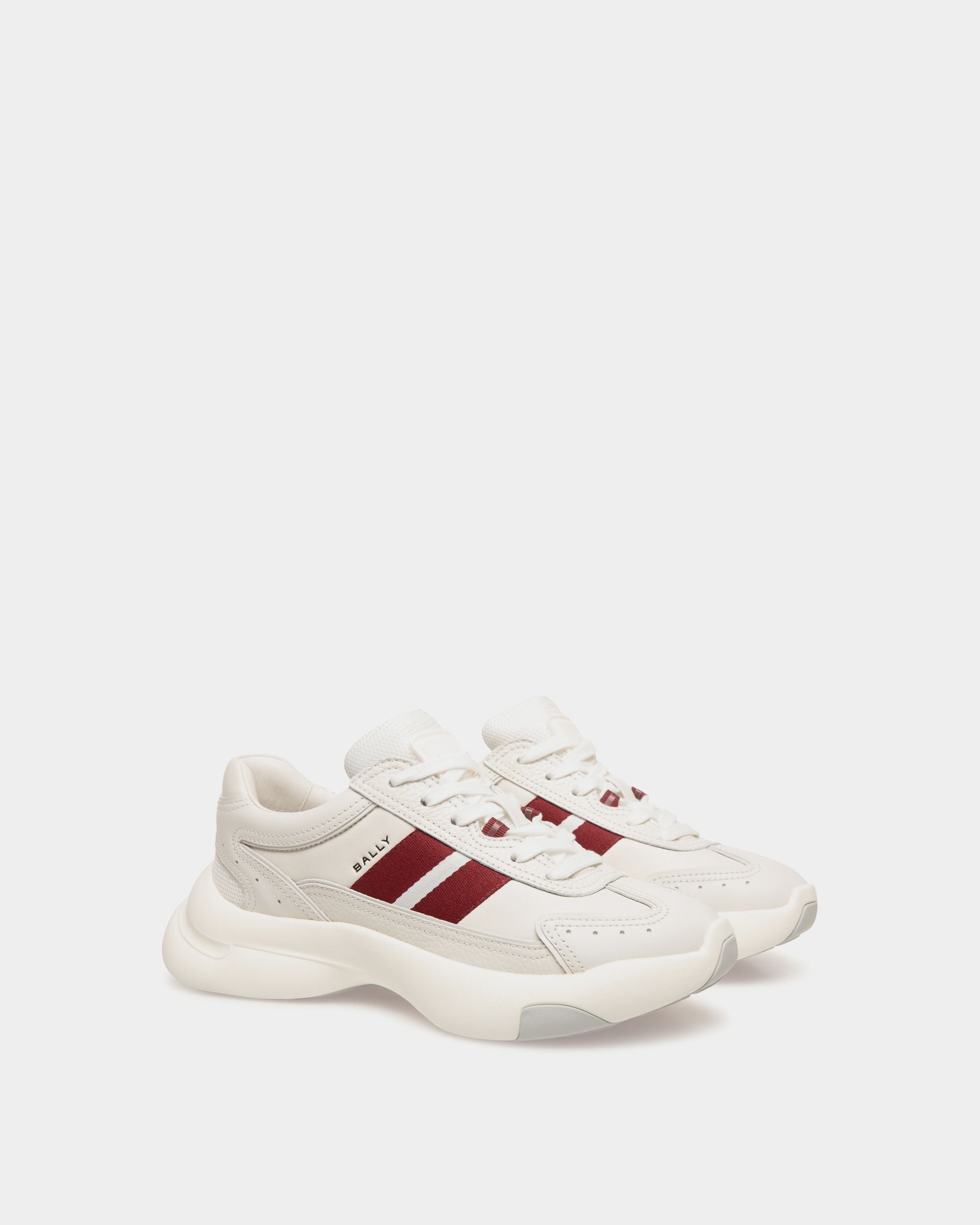 Bally Global - Dune Sneaker in White and Red Leather - White