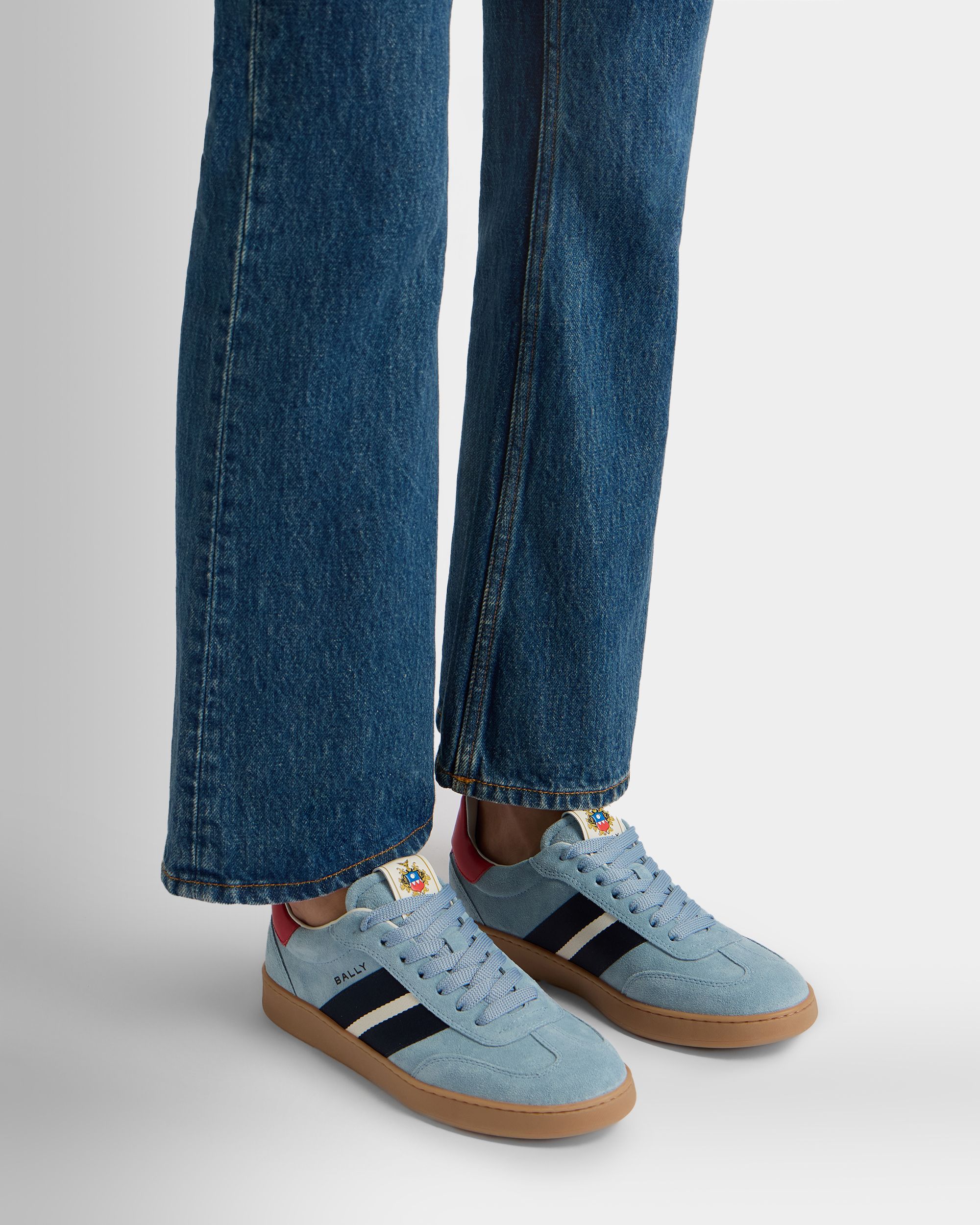 Bally Global - Retro Crest Sneaker in Light Blue Suede - Blue