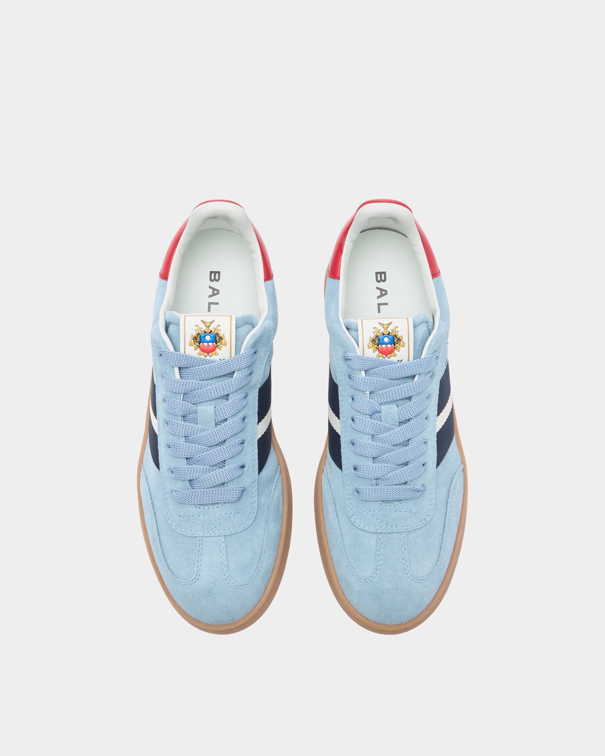 Bally Global - Retro Crest Sneaker in Light Blue Suede - Blue