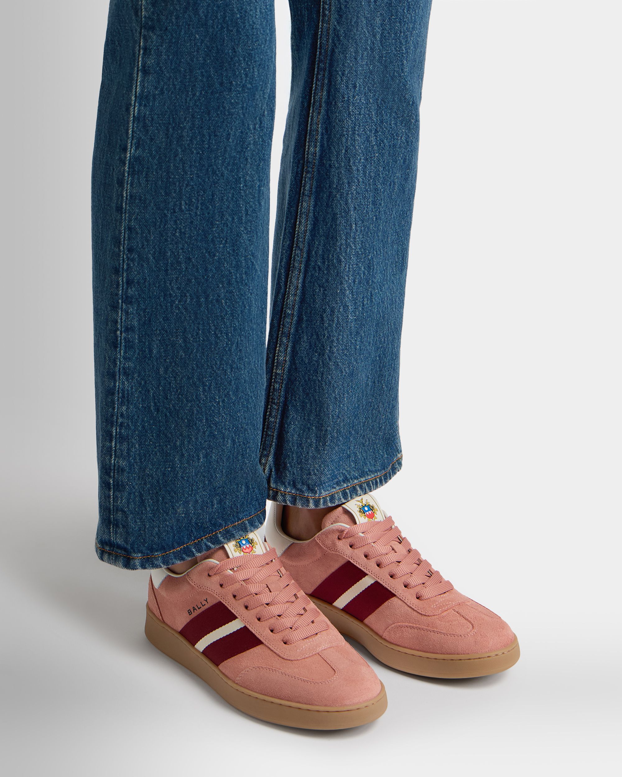 Bally Global - Retro Crest Sneaker in Light Pink Suede - Pink