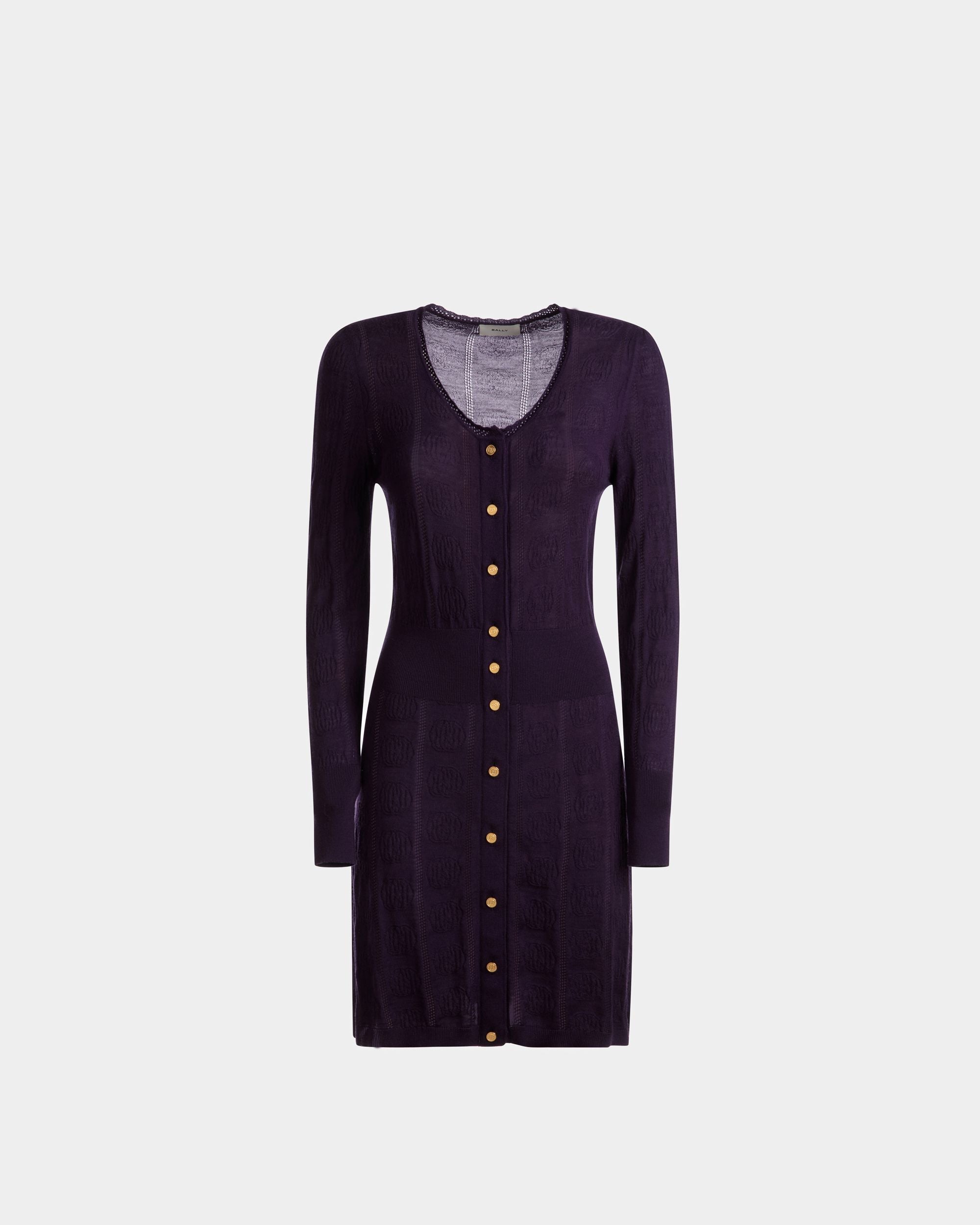 Bally Global - Knit Detail Dress In Orchid Wool - Púrpura