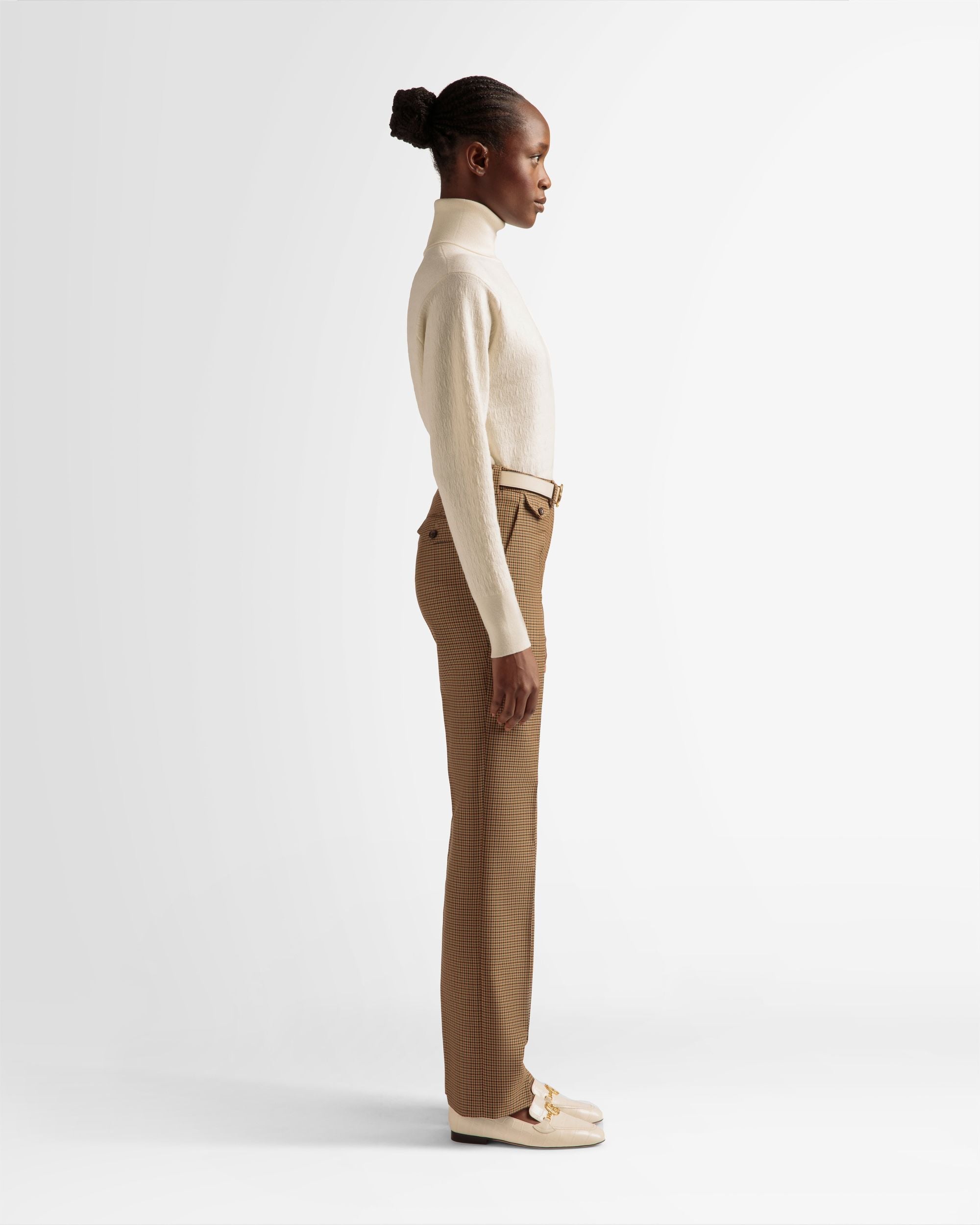 Bally Global - Roll Neck Sweater In Bone Wool - Blanco