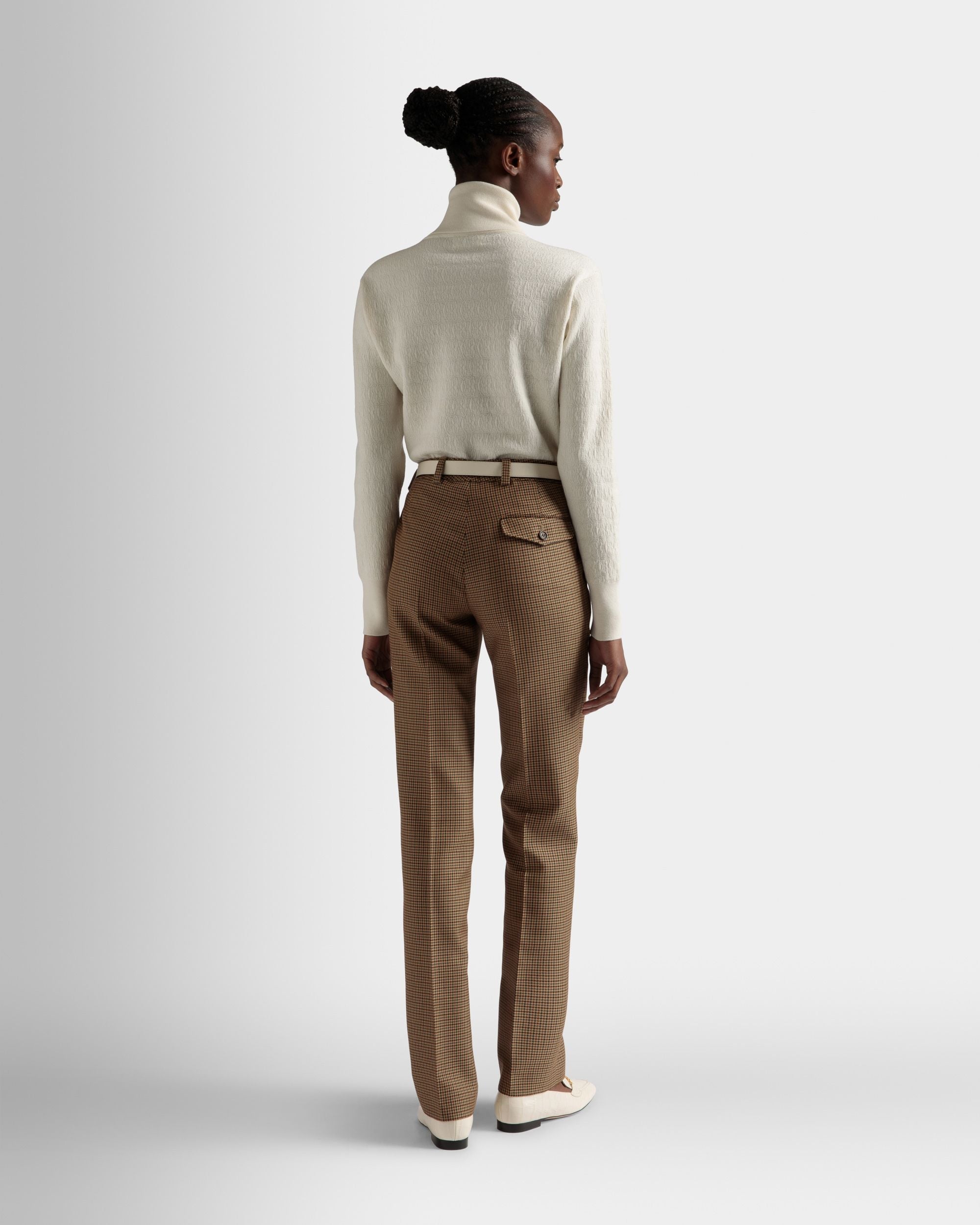 Bally Global - Roll Neck Sweater In Bone Wool - Blanco