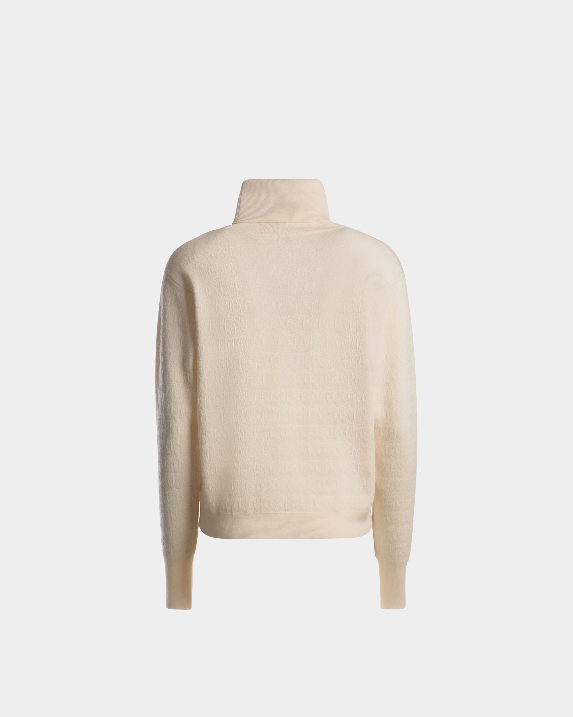 Bally Global - Roll Neck Sweater In Bone Wool - Blanco