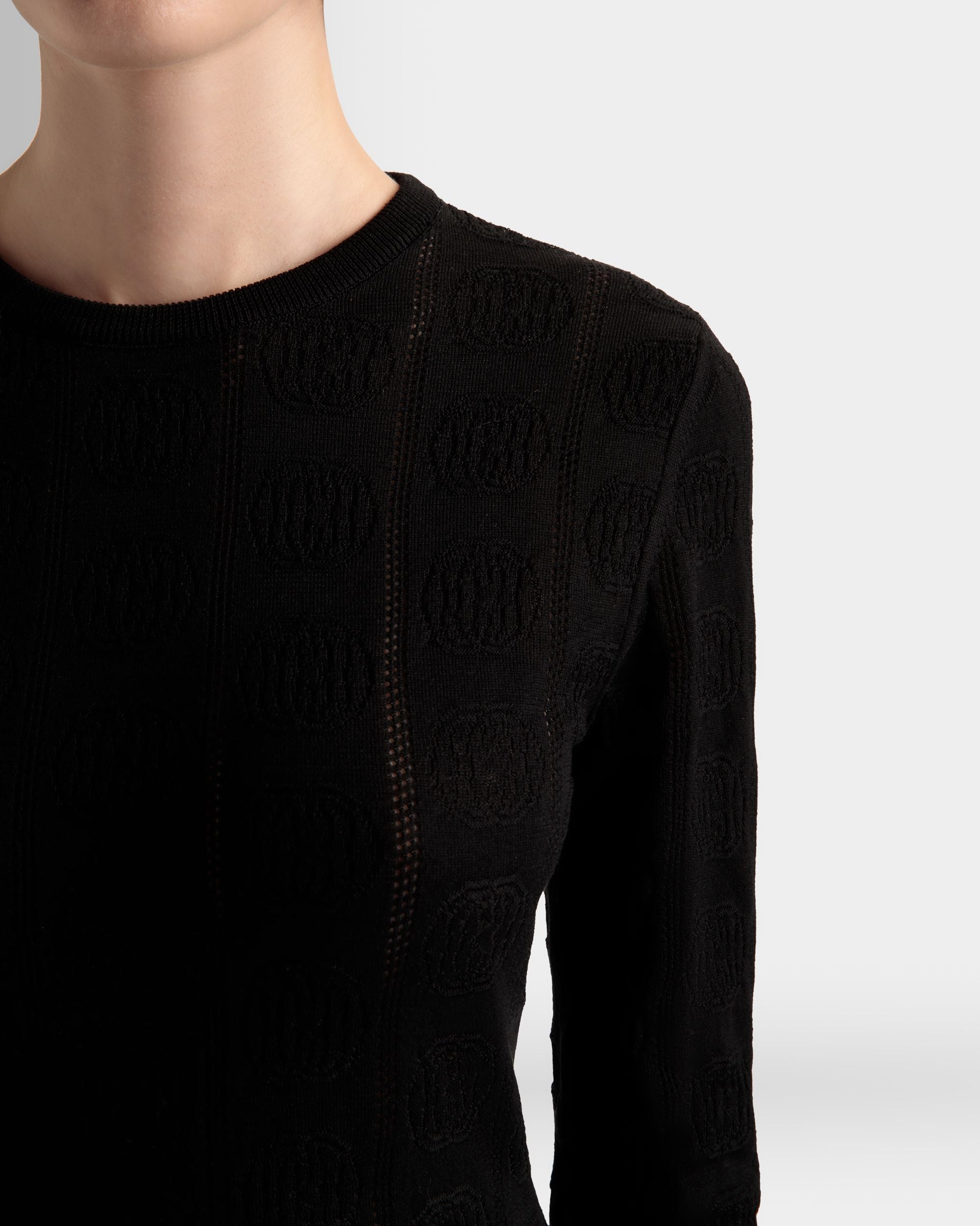 Bally Global - Crewneck Top In Black Cotton And Silk - Black