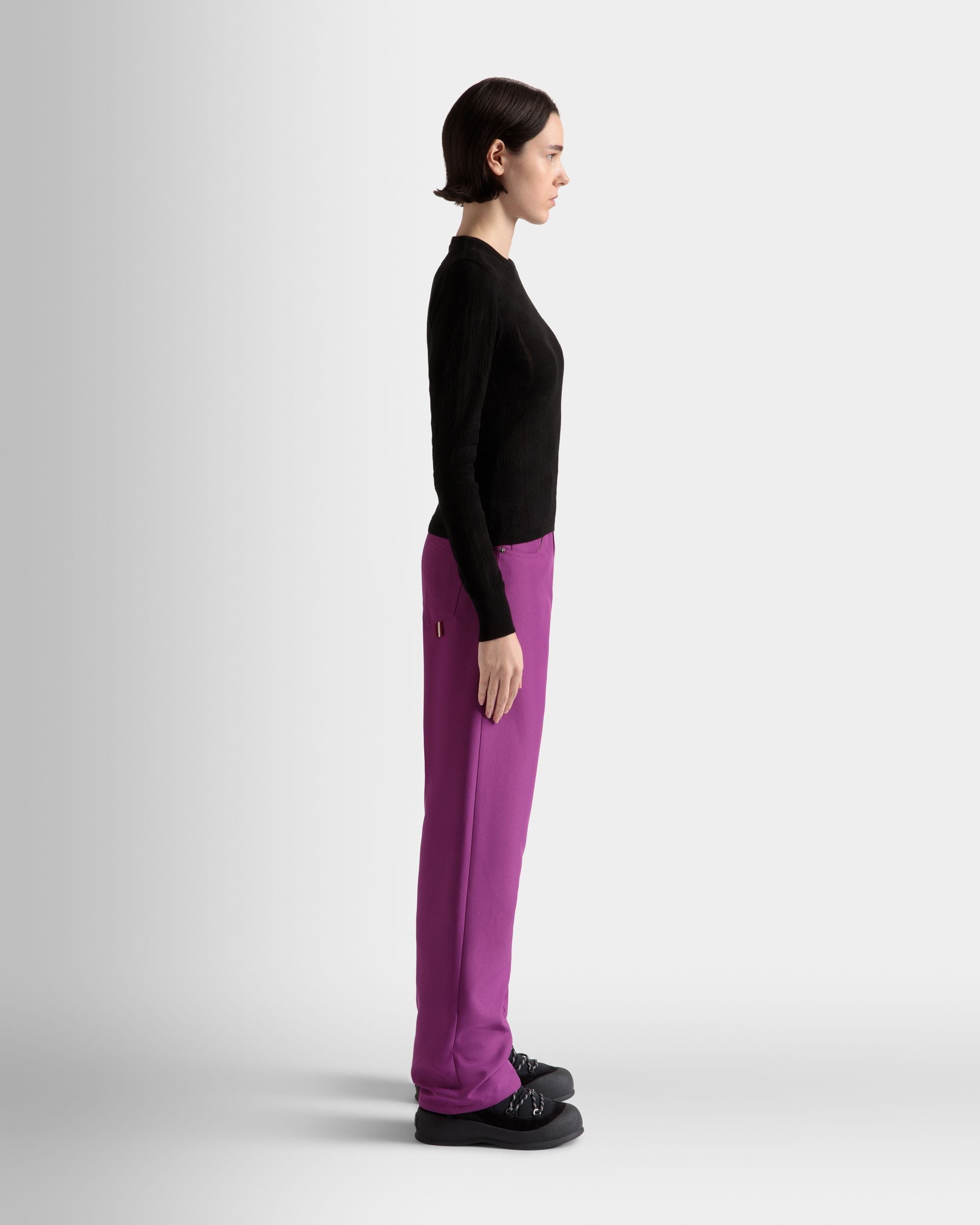 Bally Global - Crewneck Top In Black Cotton And Silk - Black