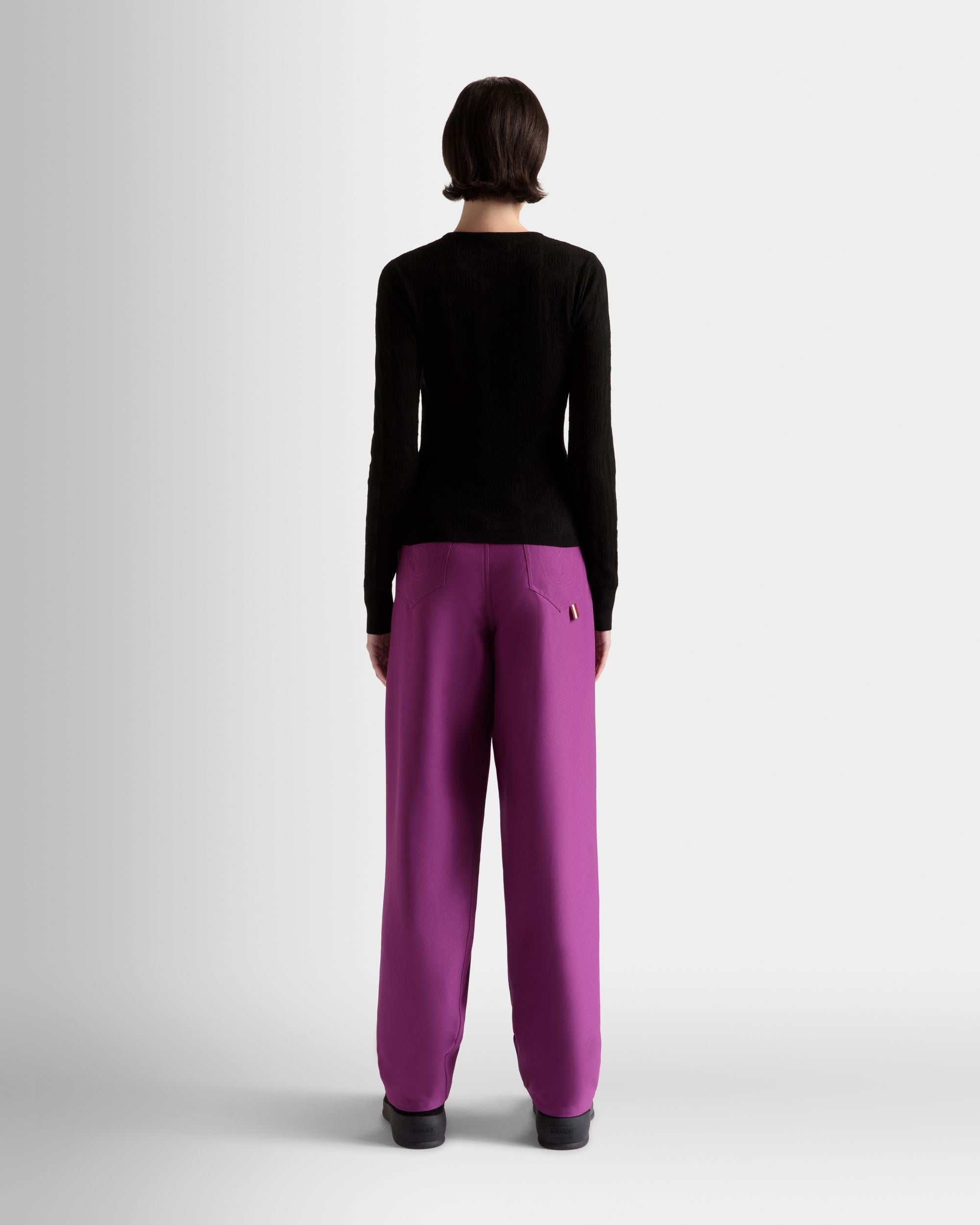 Bally Global - Crewneck Top In Black Cotton And Silk - Black