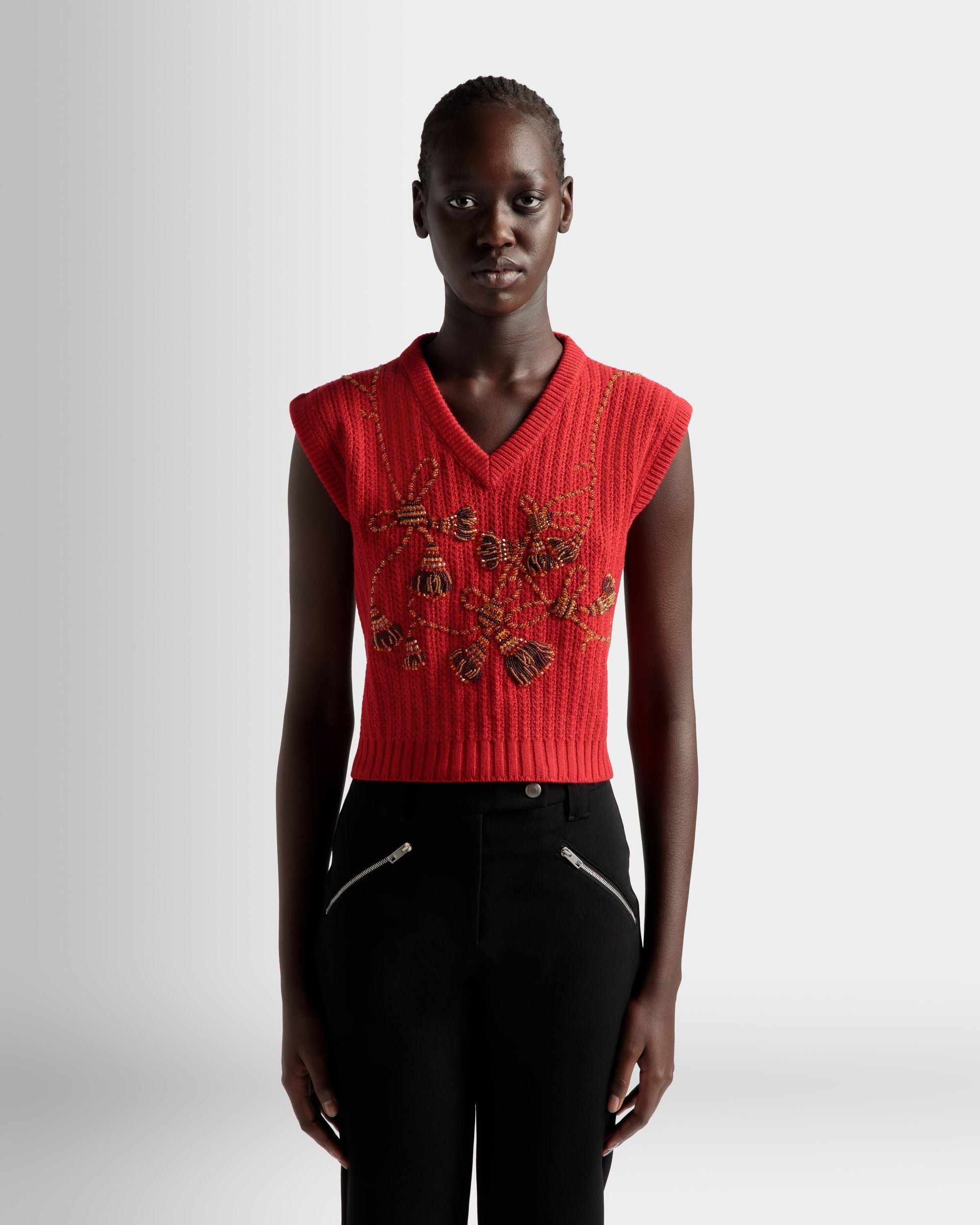 Bally Global - Gilet En Cachemire Rouge - Rouge