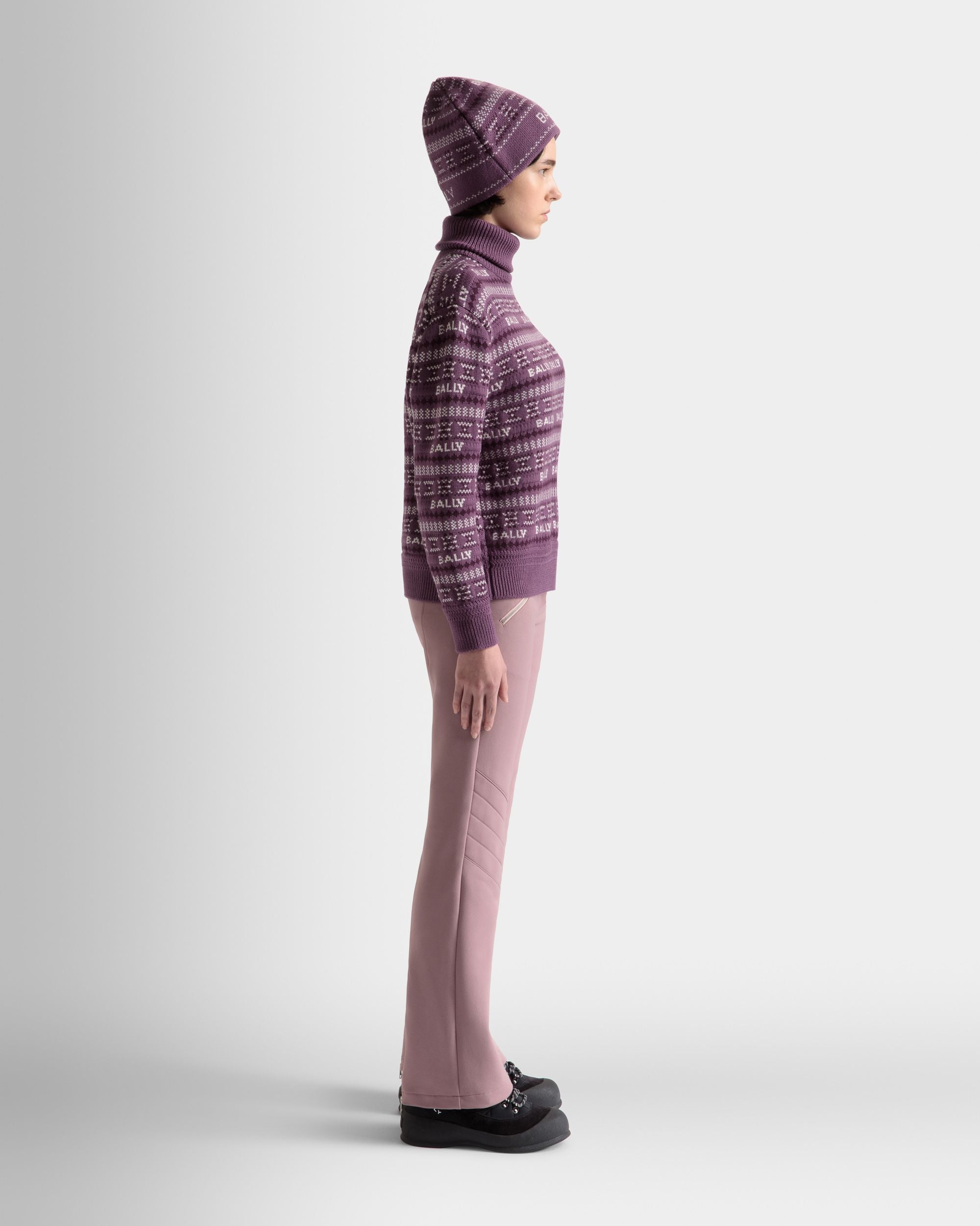 Bally Global - Turtleneck Sweater In Purple Wool - Purple