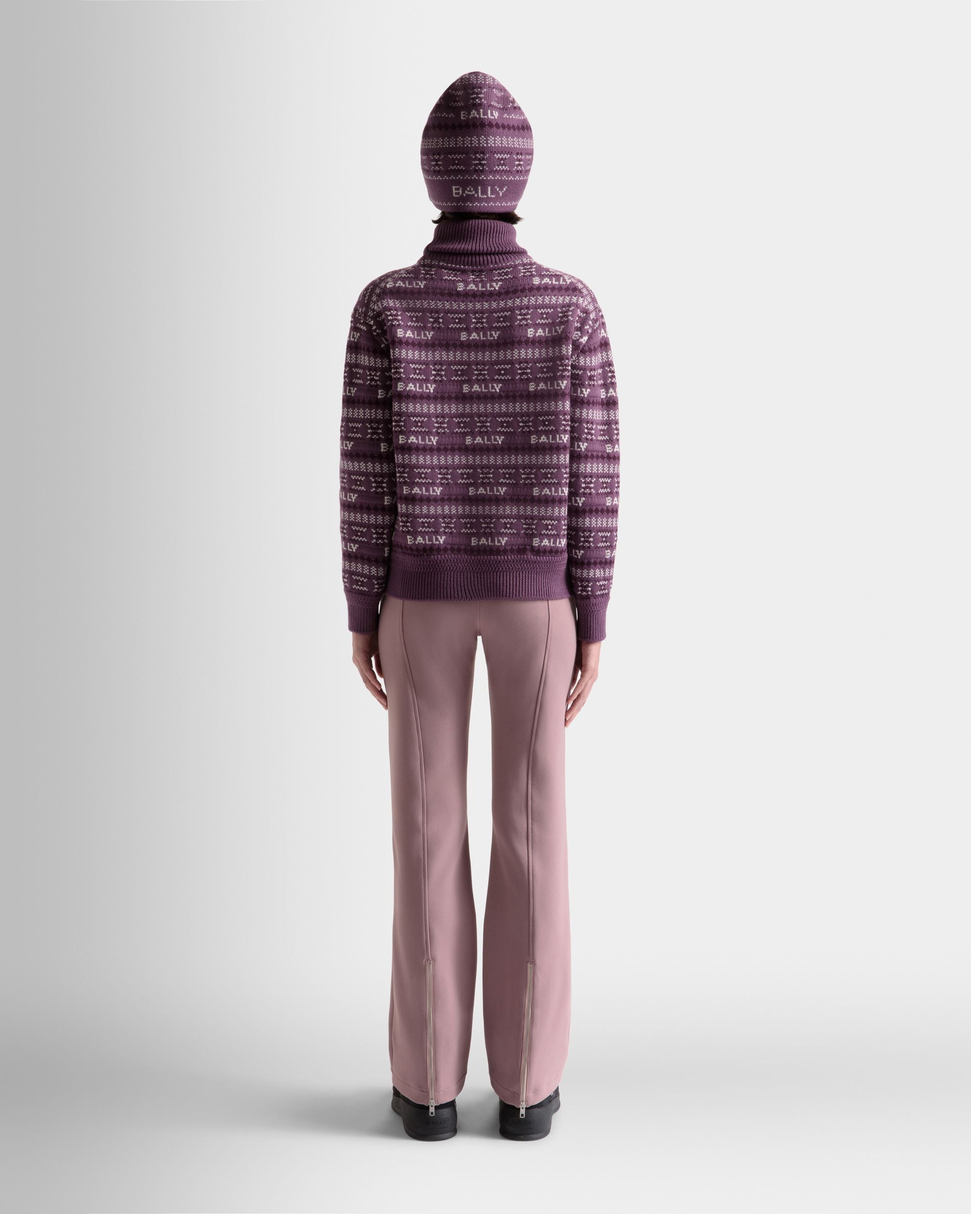 Bally Global - Turtleneck Sweater In Purple Wool - Purple
