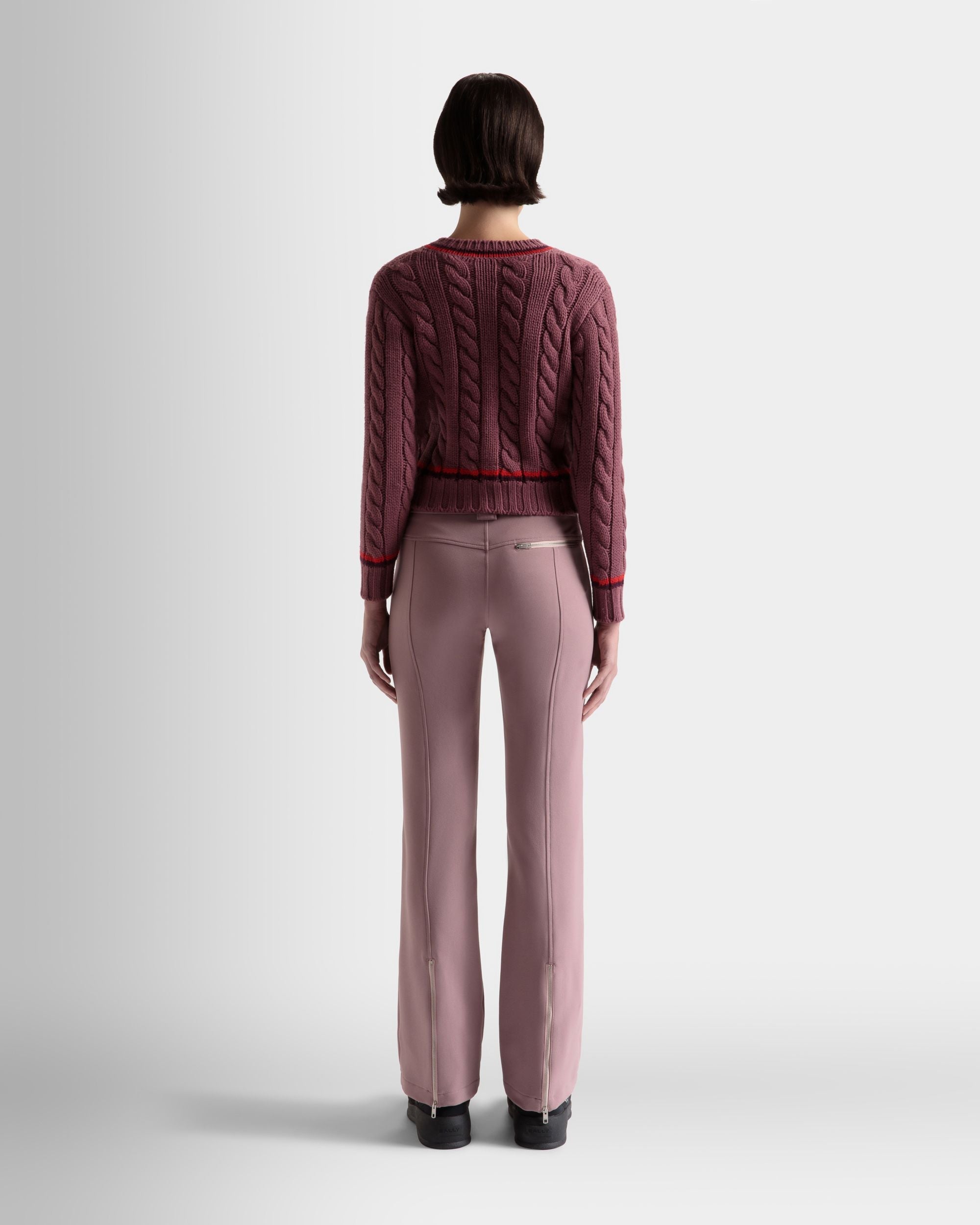 Bally Global - V-Neck Sweater In Light Pink Wool - Violet