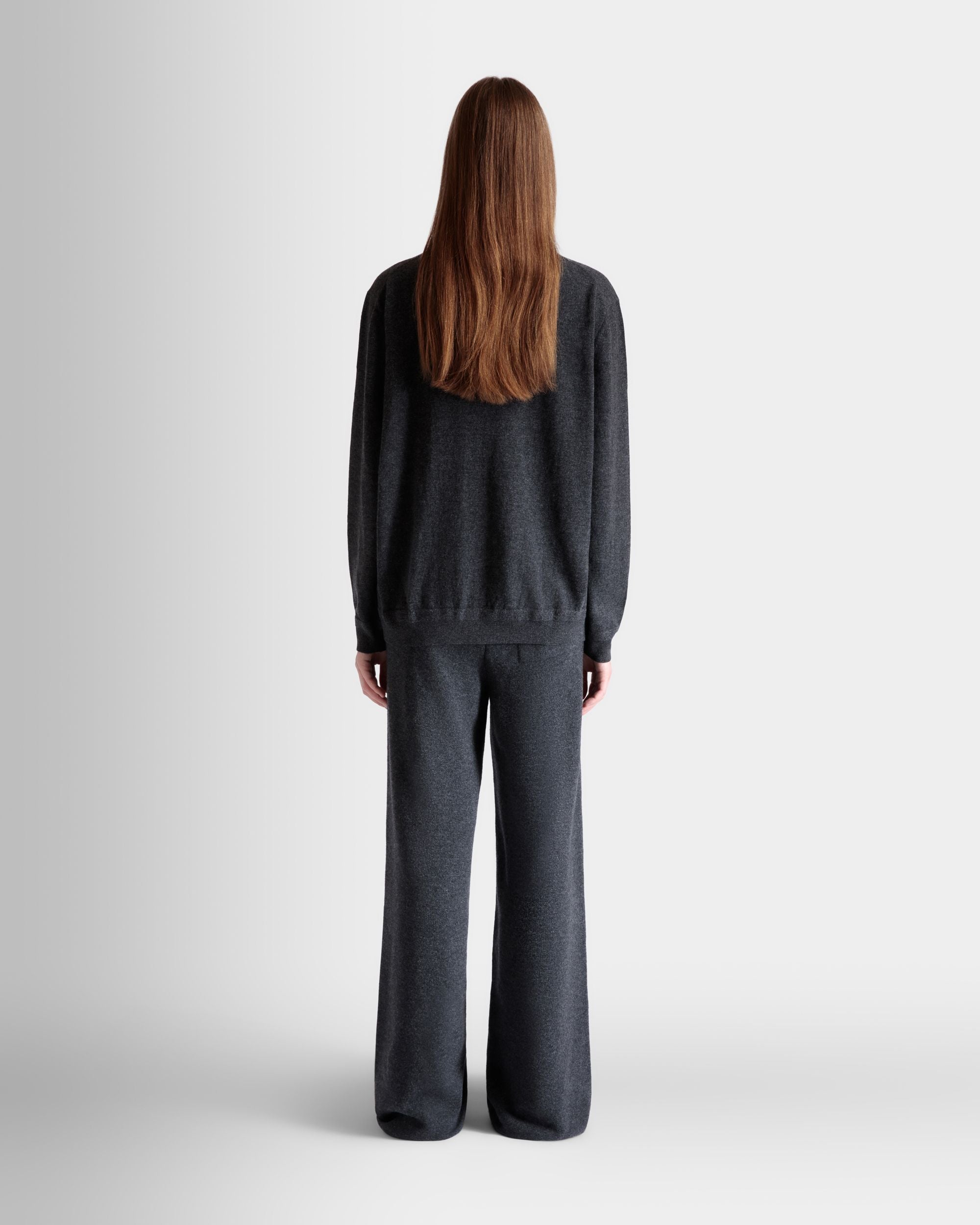 Bally Global - Half Zip Sweater In Dark Grey Wool And Cashmere - Grey