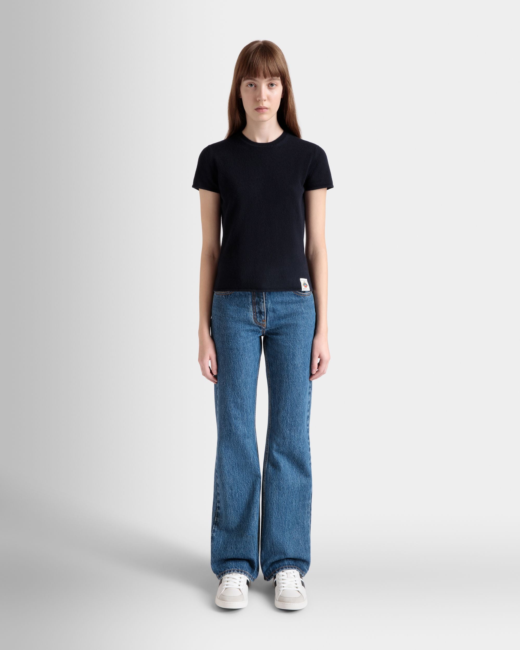 Bally Global - Knit Top In Navy Blue Cashmere - Azul