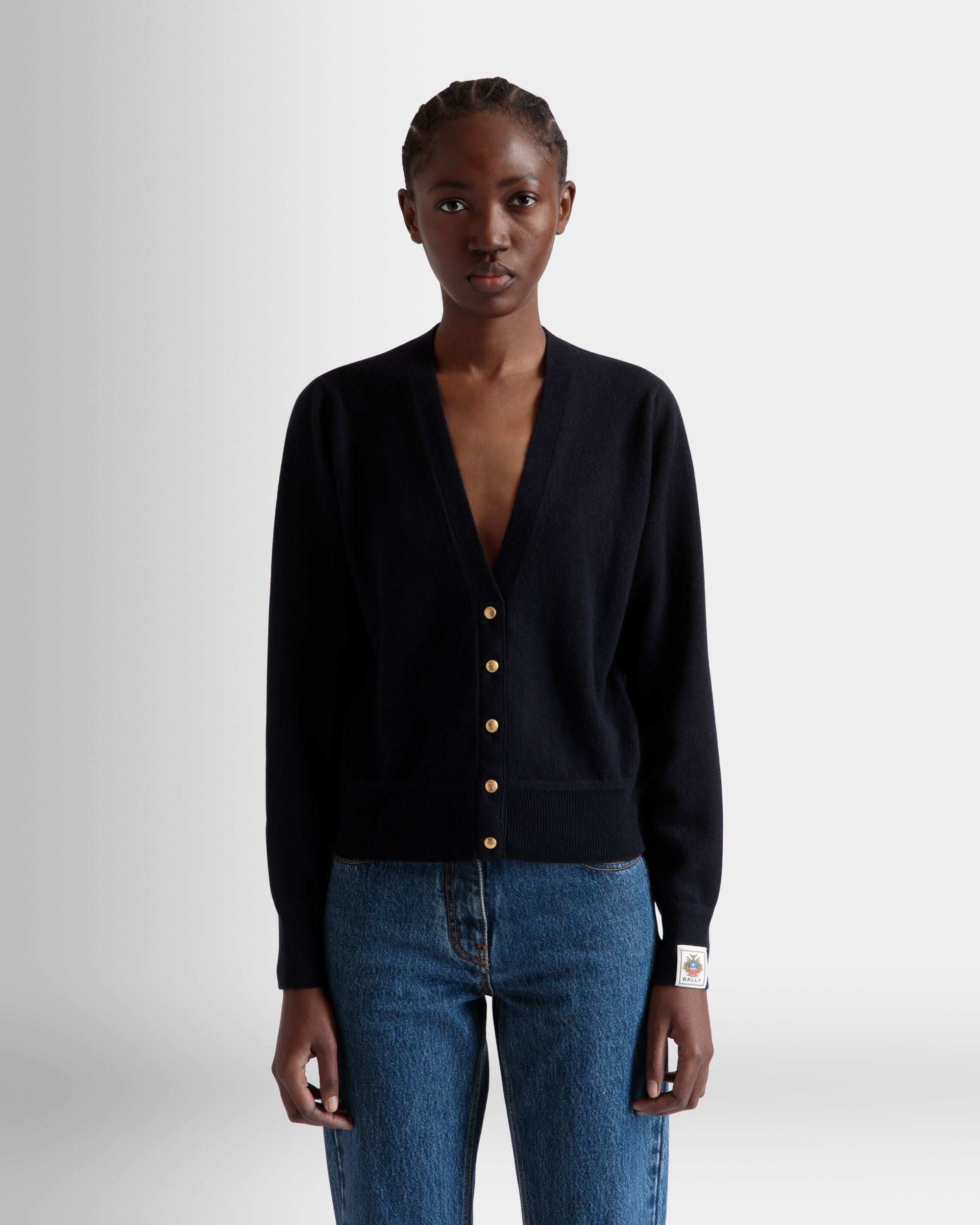 Bally Global - Cardigan In Navy Blue Cashmere - Blue