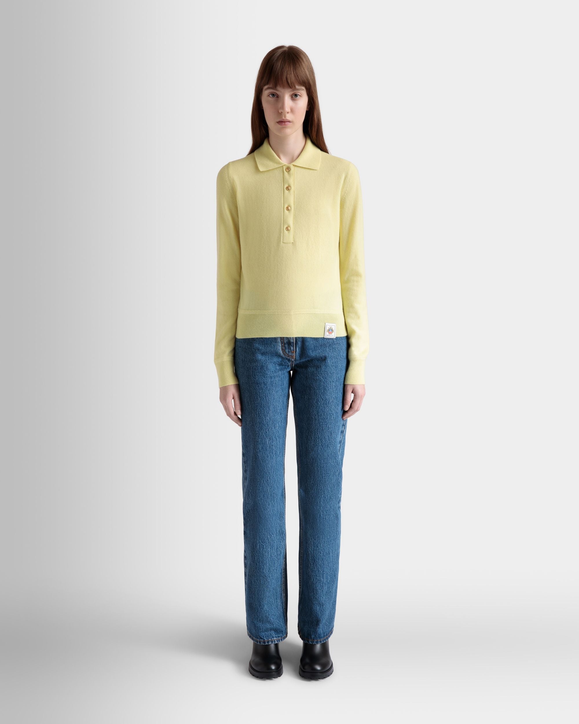 Bally Global - Knit Polo In Cream Cashmere - Yellow