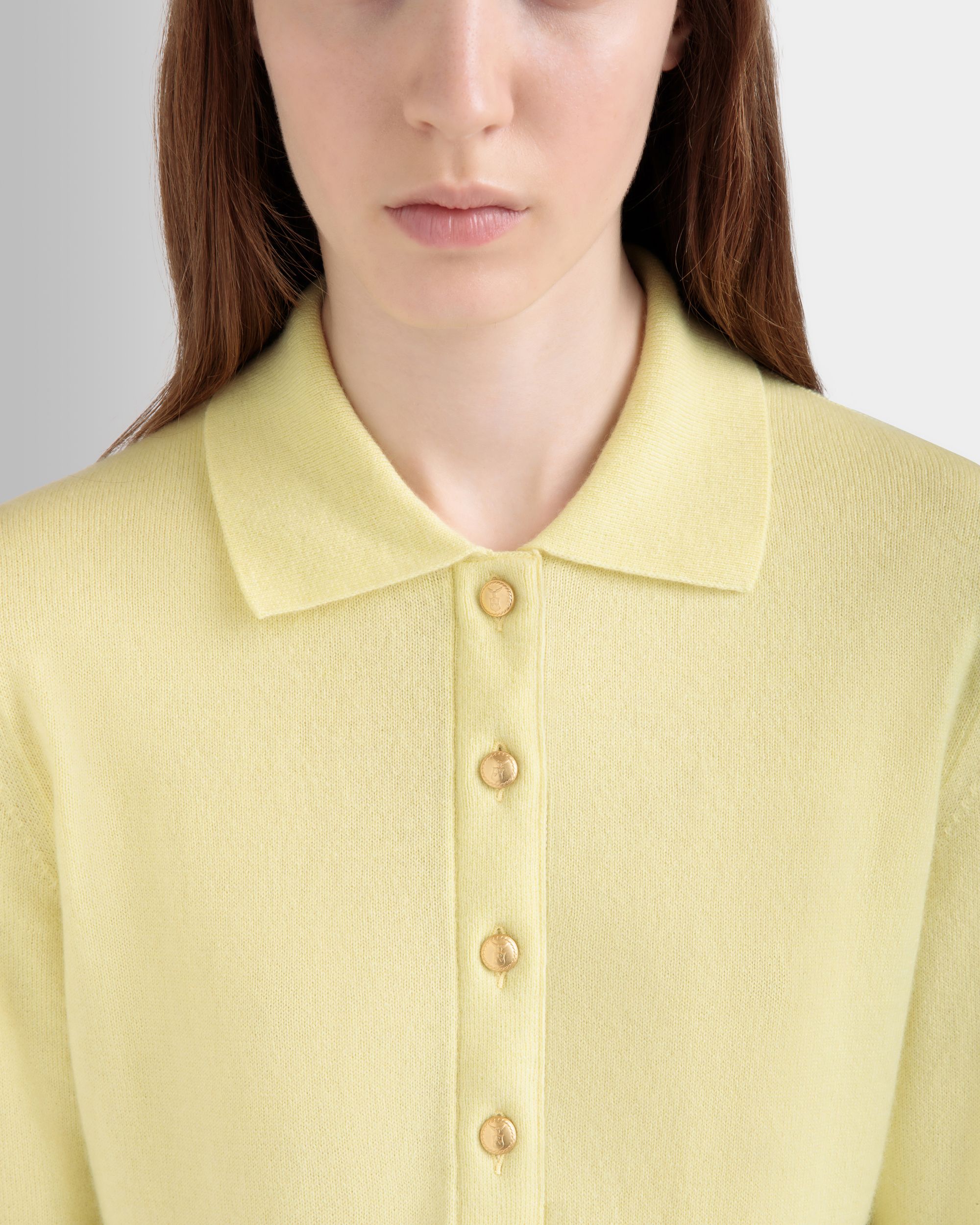 Bally Global - Knit Polo In Cream Cashmere - Yellow