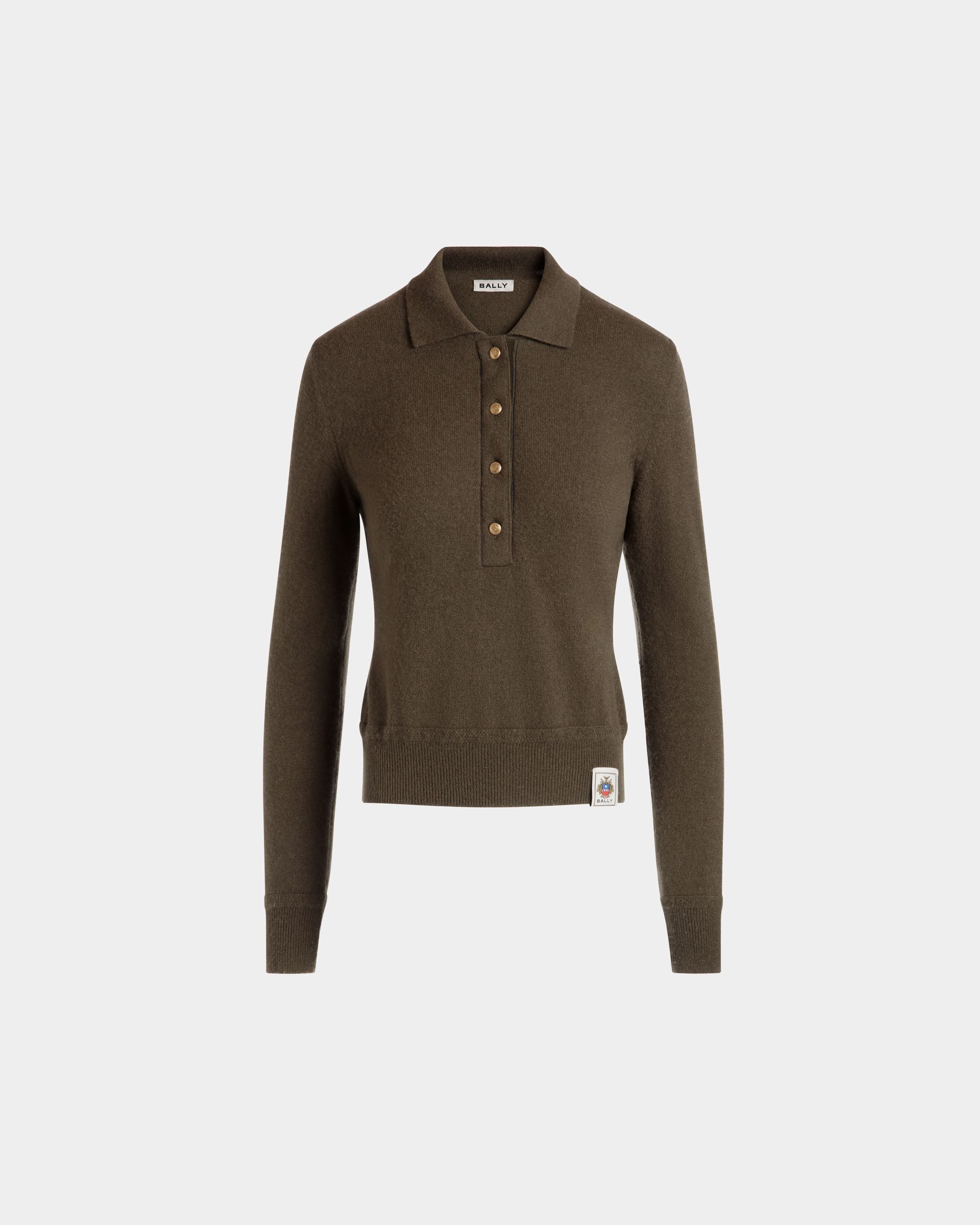 Bally Global - Knit Polo In Military Green Cashmere - Verde