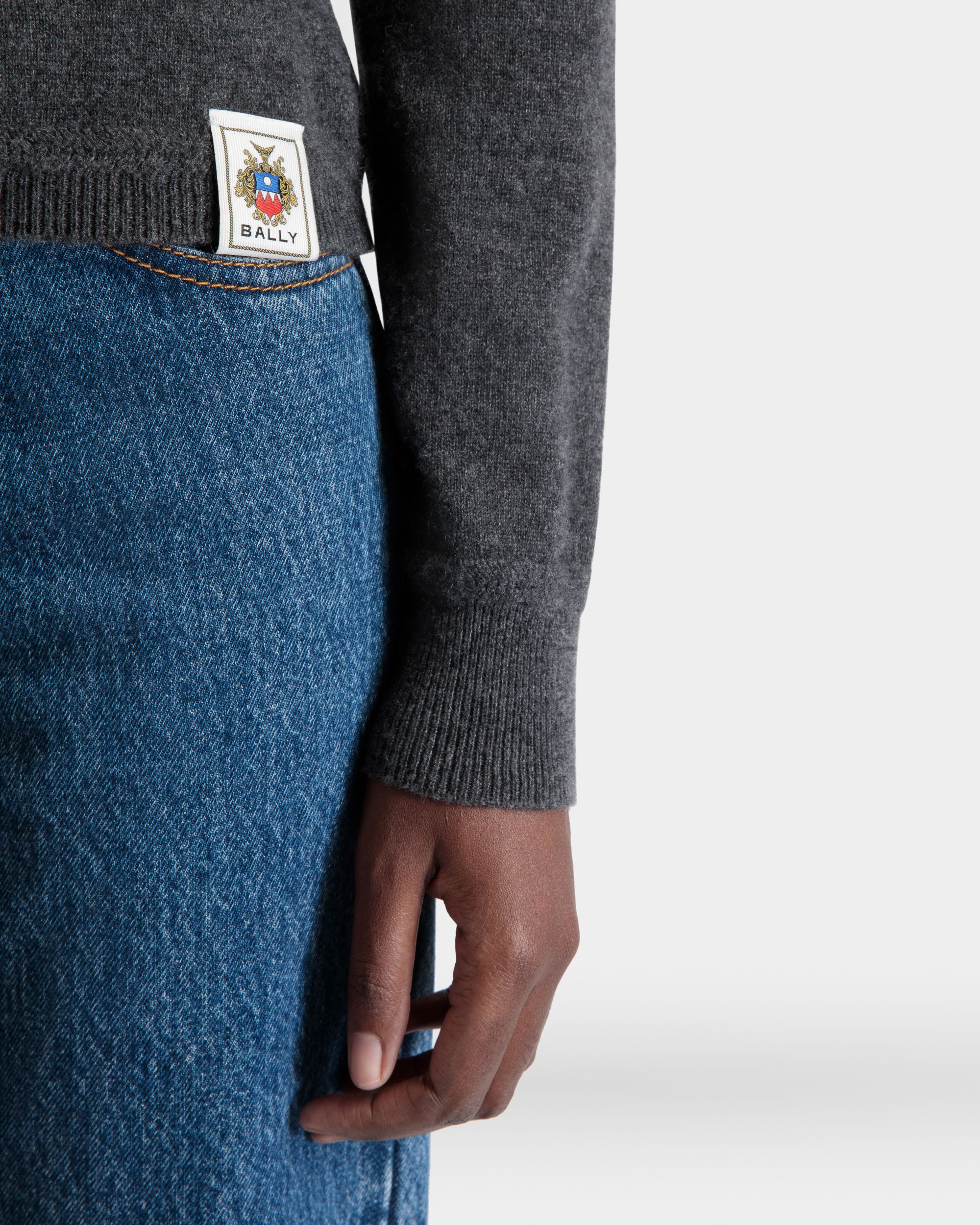 Bally Global - Top De Punto Con Manga Larga De Cachemira Gris Oscuro - Gris
