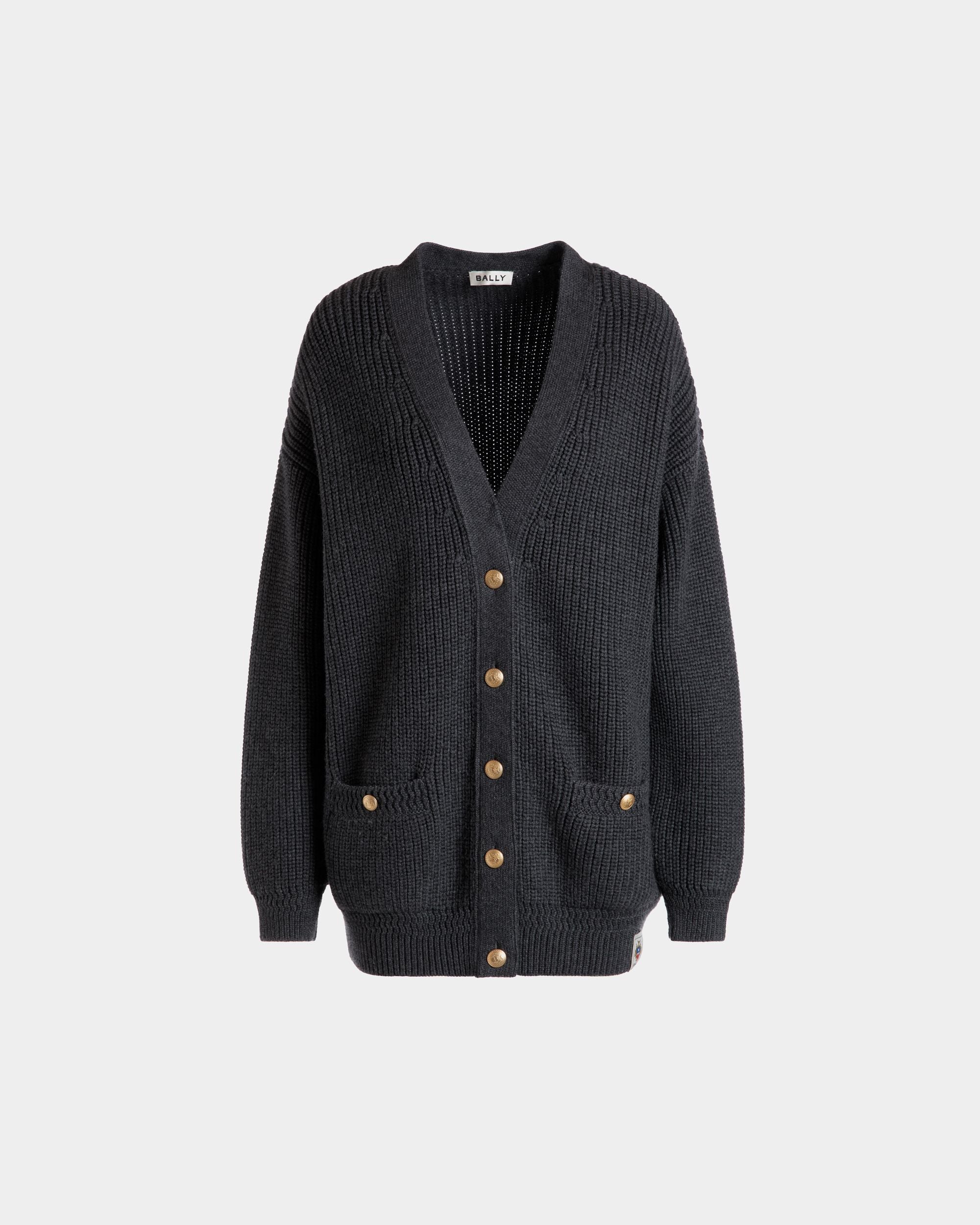 Bally Global - Cardigan In Dark Grey Wool - Grey