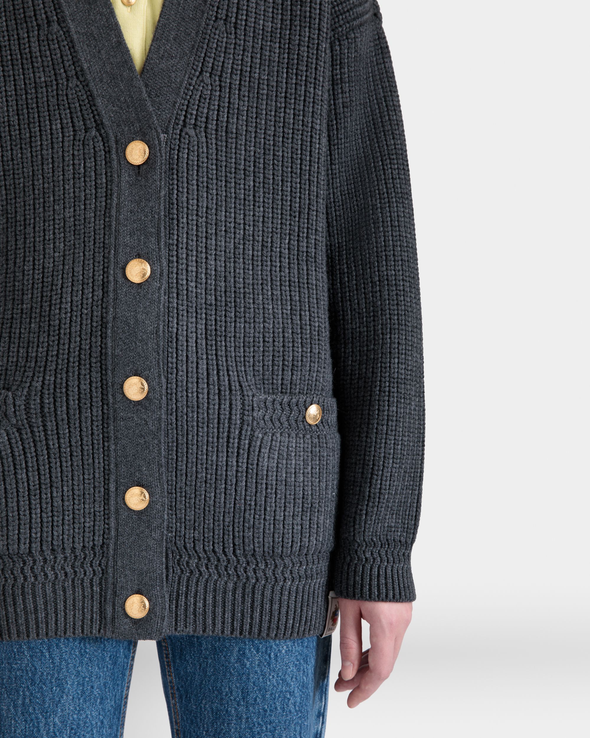 Bally Global - Cardigan In Dark Grey Wool - Grey