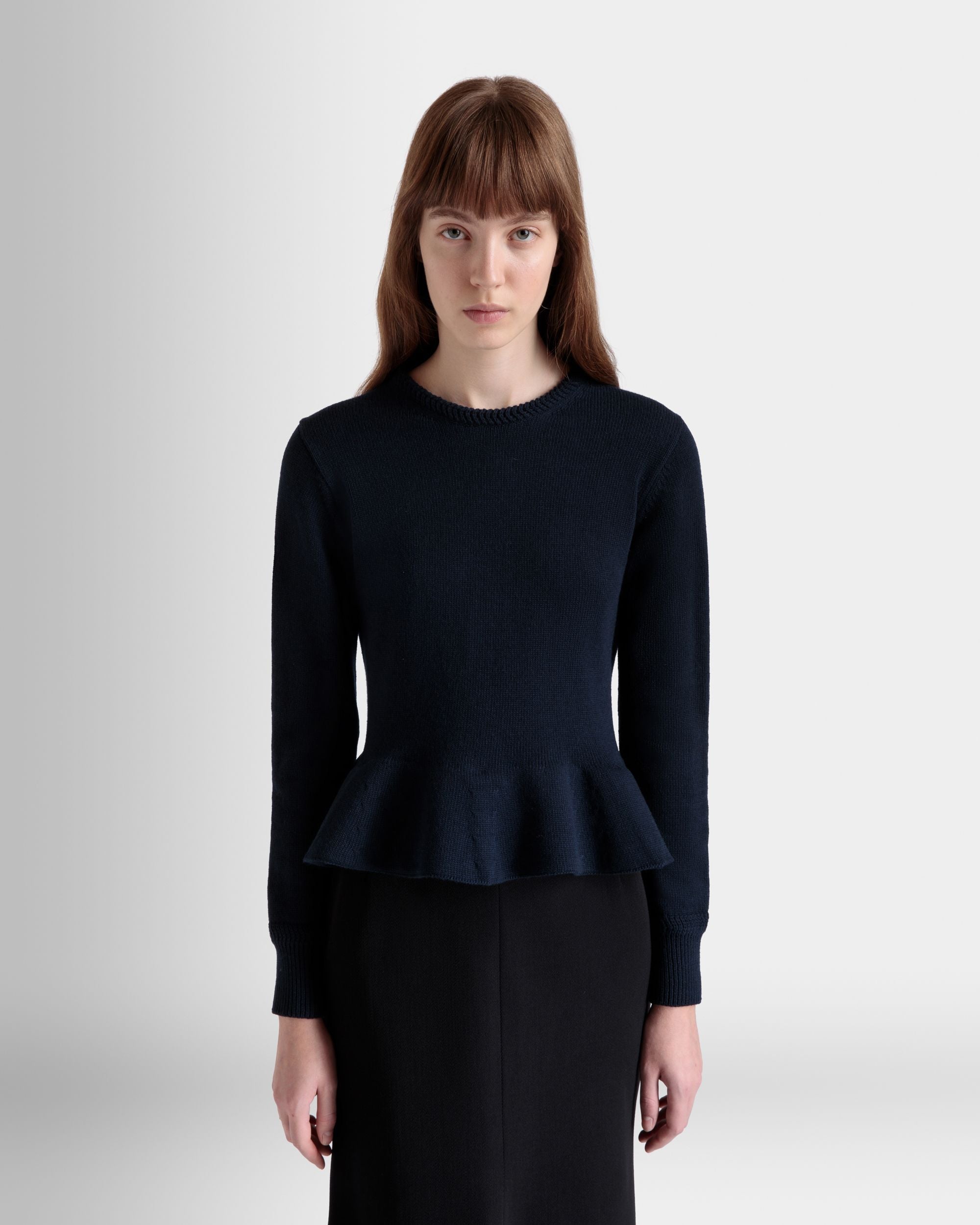 Bally Global - Knit Top In Navy Blue Wool - Blue