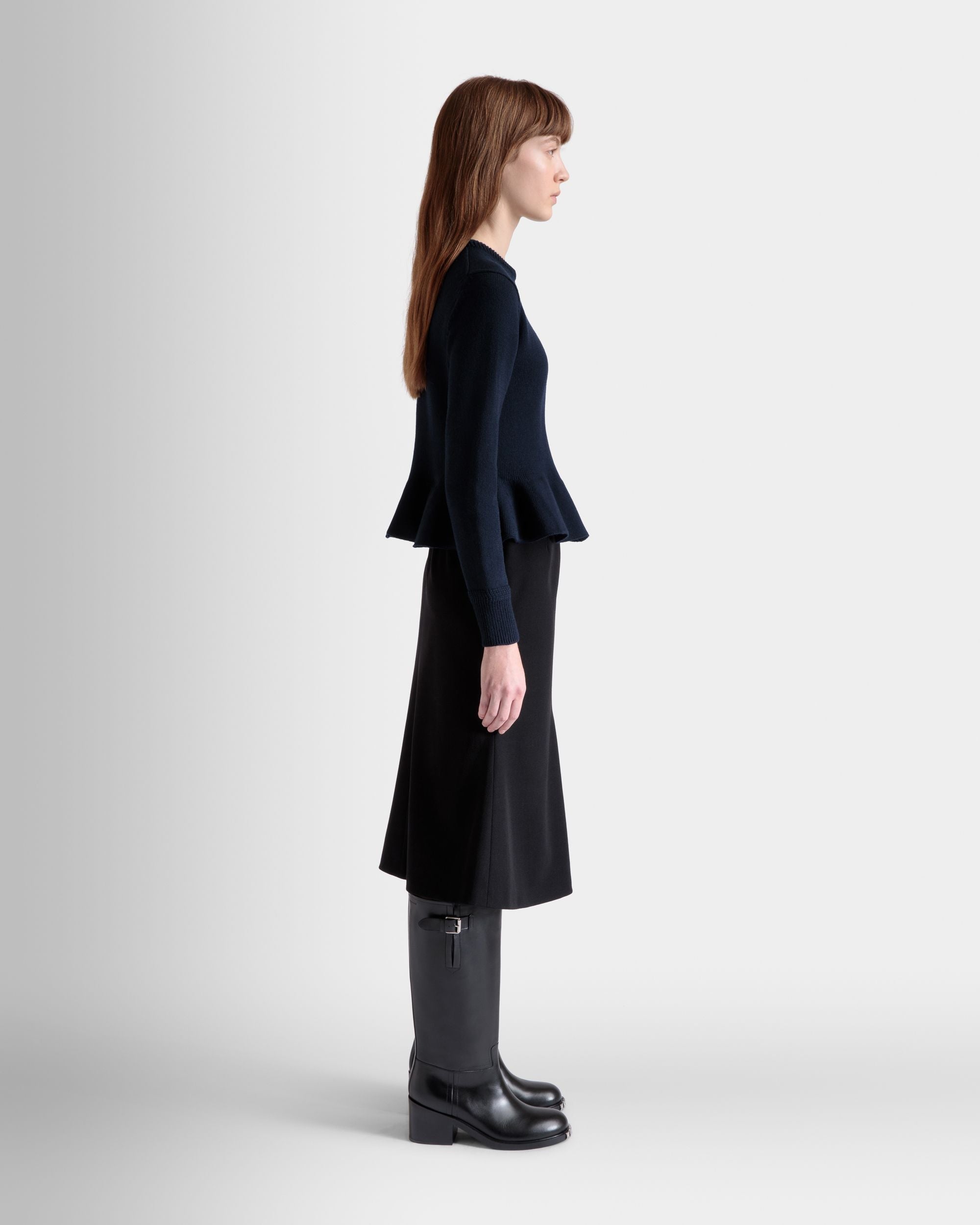 Bally Global - Knit Top In Navy Blue Wool - Blue