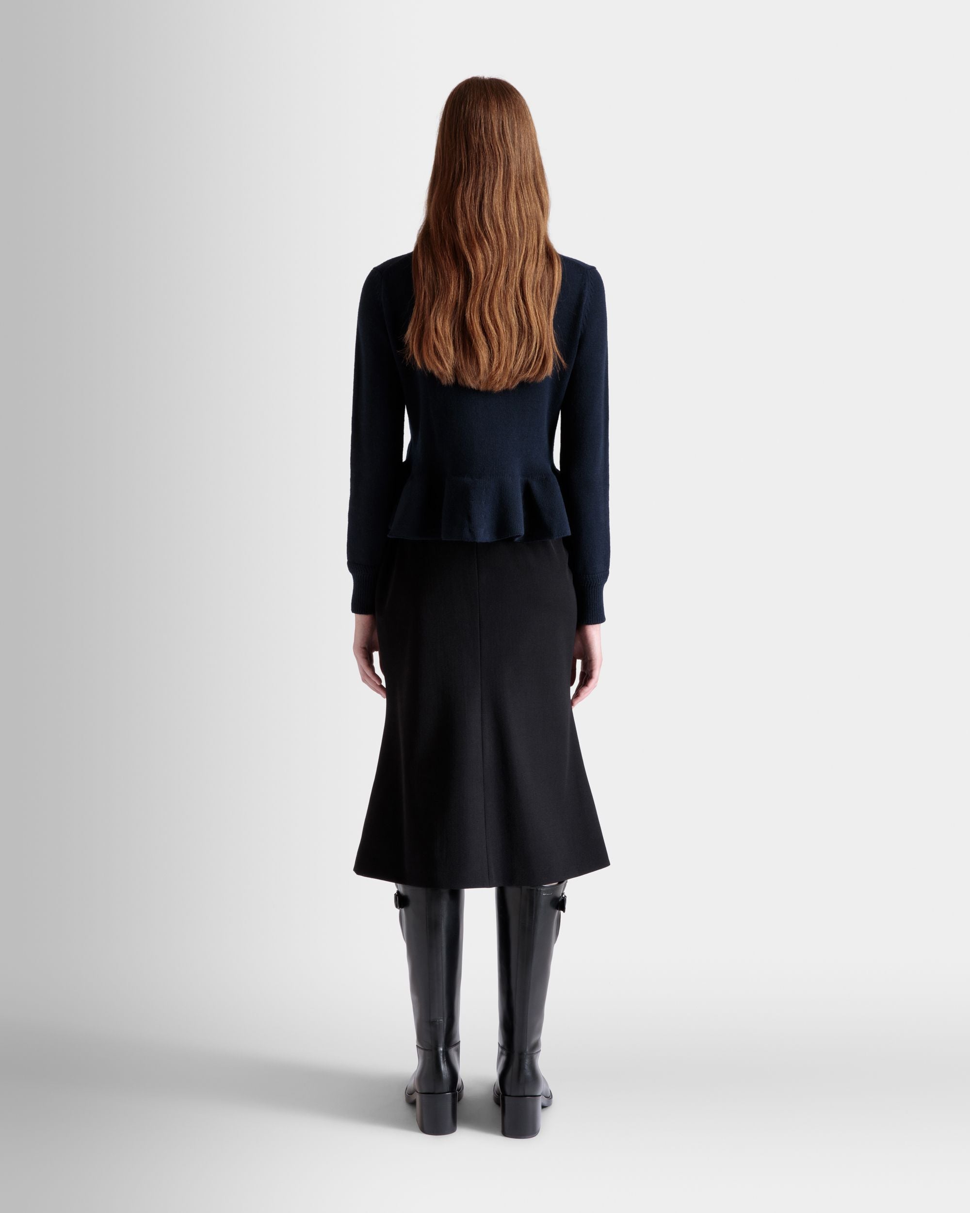 Bally Global - Knit Top In Navy Blue Wool - Blue