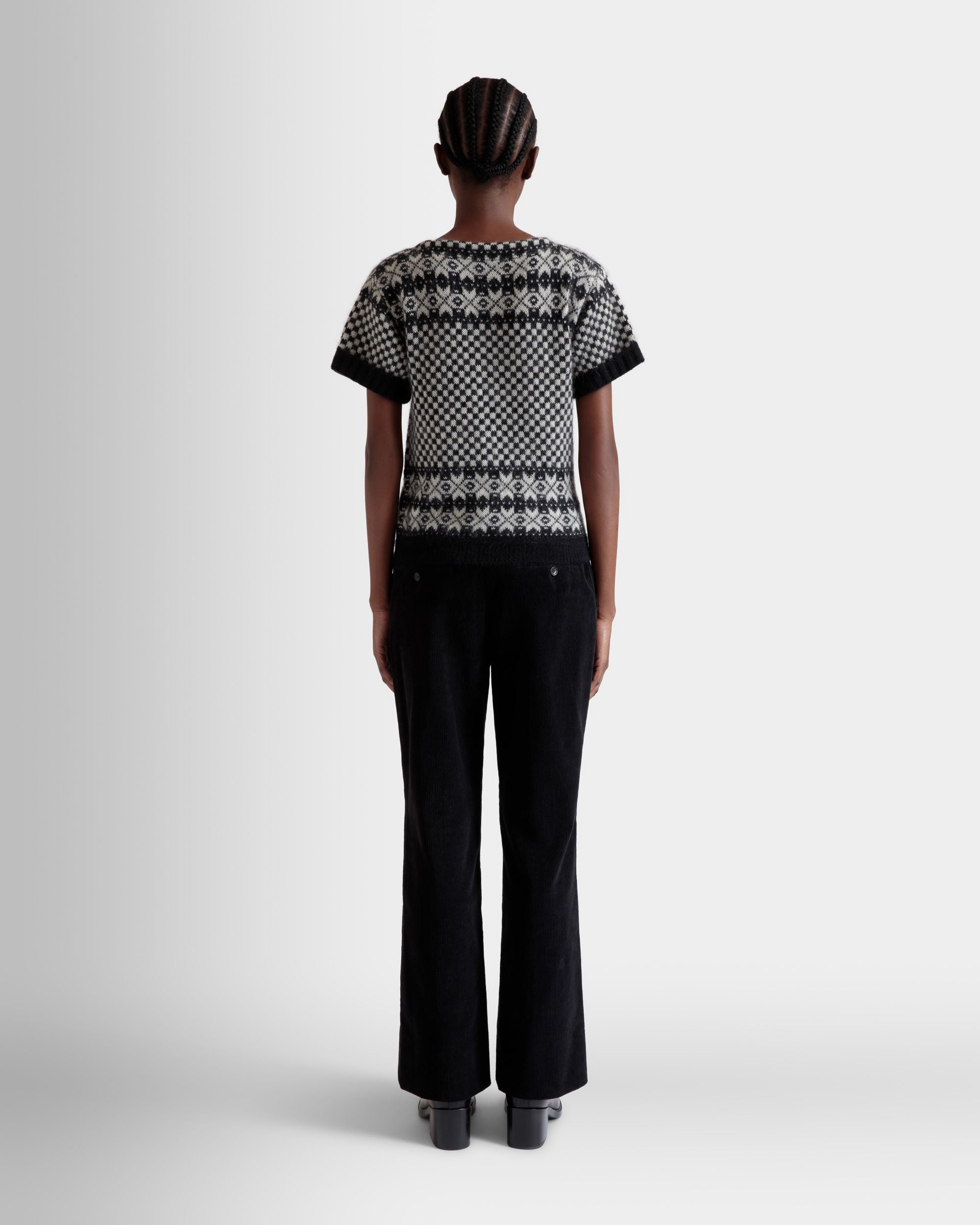 Bally Global - Knit Top In Black And White Mohair And Silk - Multicolor