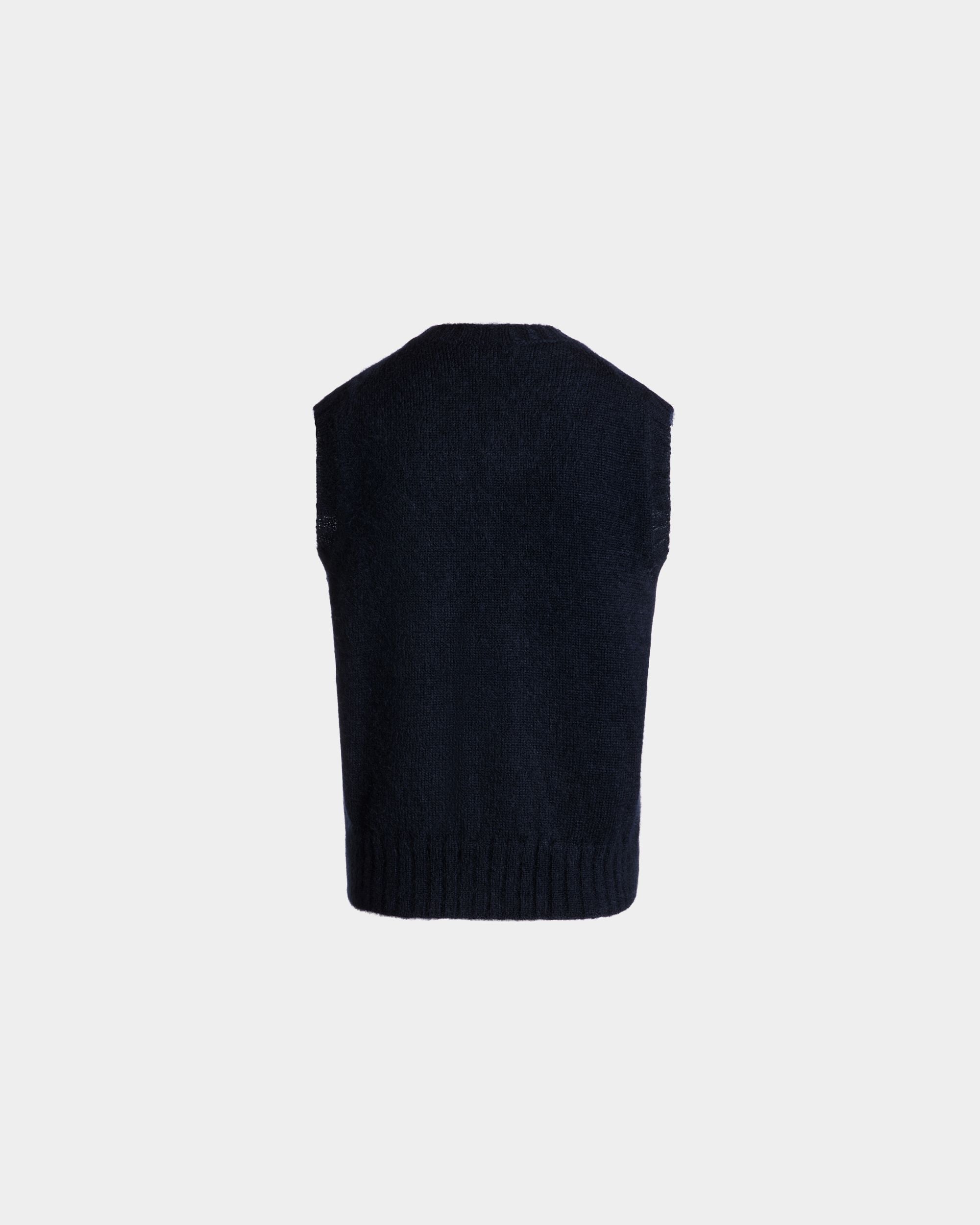 Bally Global - Knit Vest In Navy Blue Mohair And Silk - Blue
