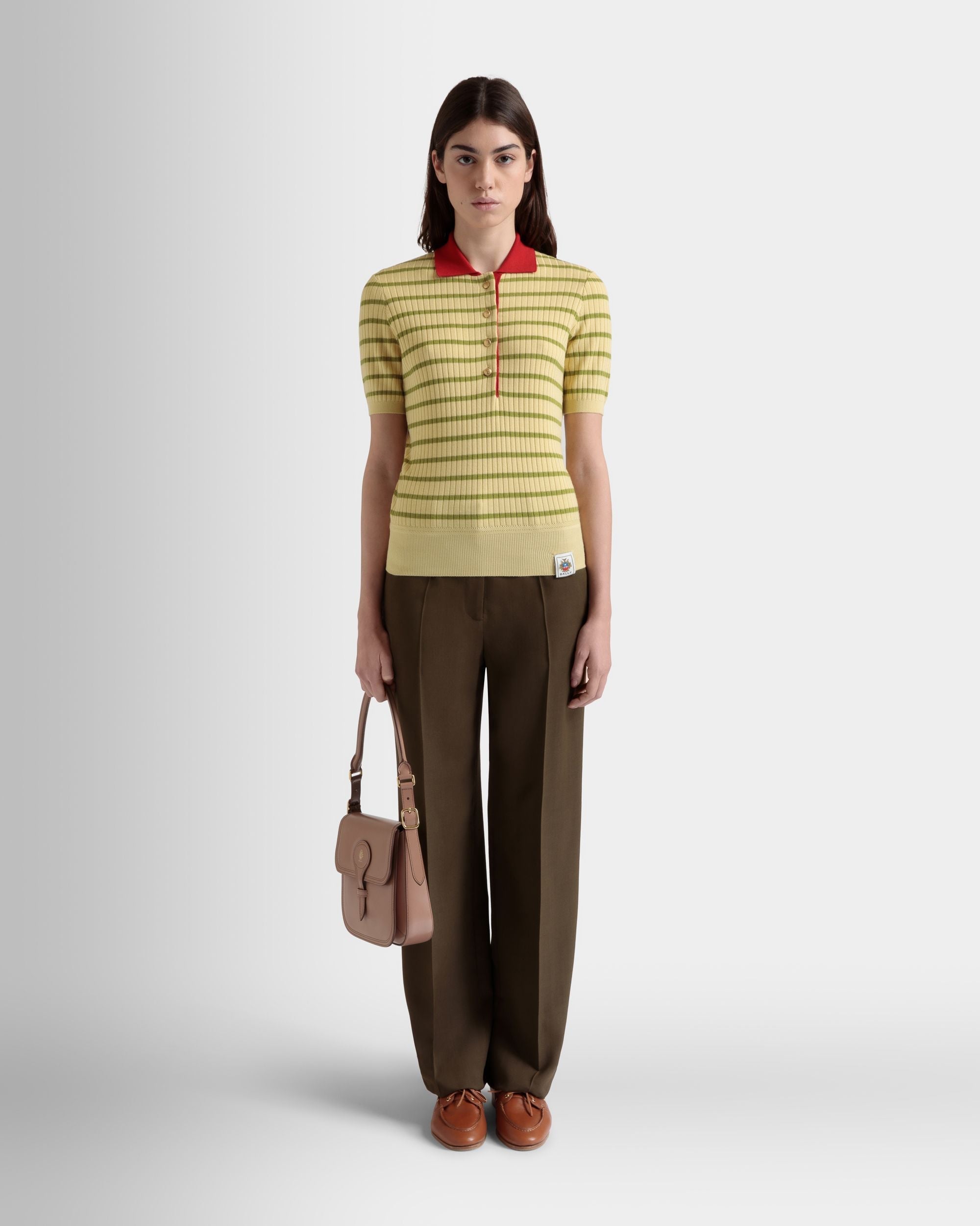 Bally Global - Polo De Punto De Mezcla De Lana Dusty Yellow - Amarillo