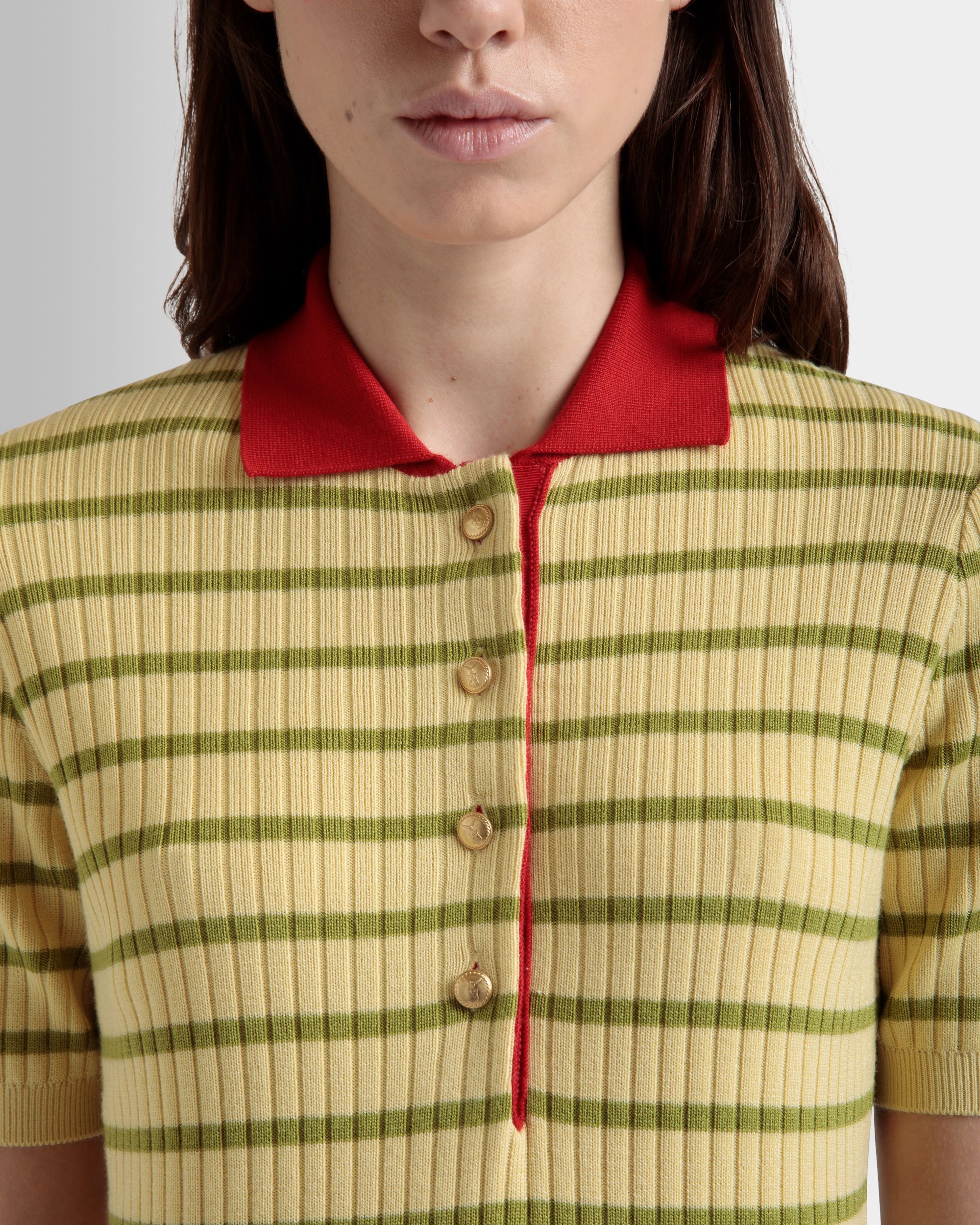 Bally Global - Polo De Punto De Mezcla De Lana Dusty Yellow - Amarillo