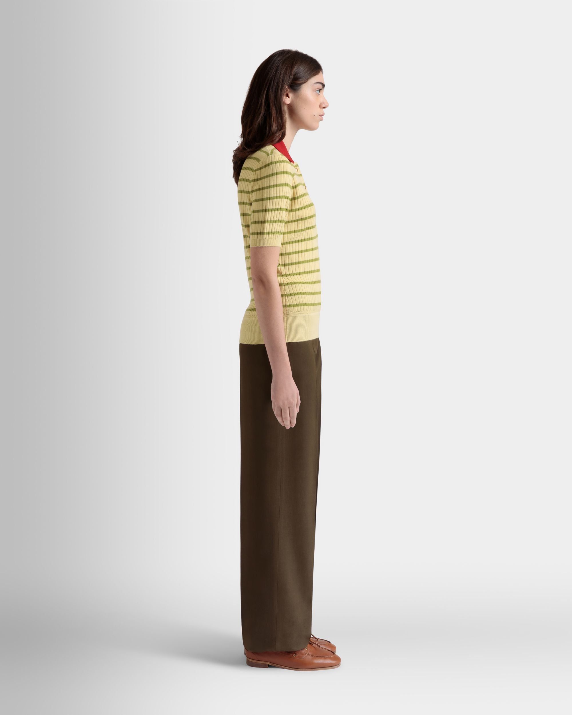 Bally Global - Polo De Punto De Mezcla De Lana Dusty Yellow - Amarillo