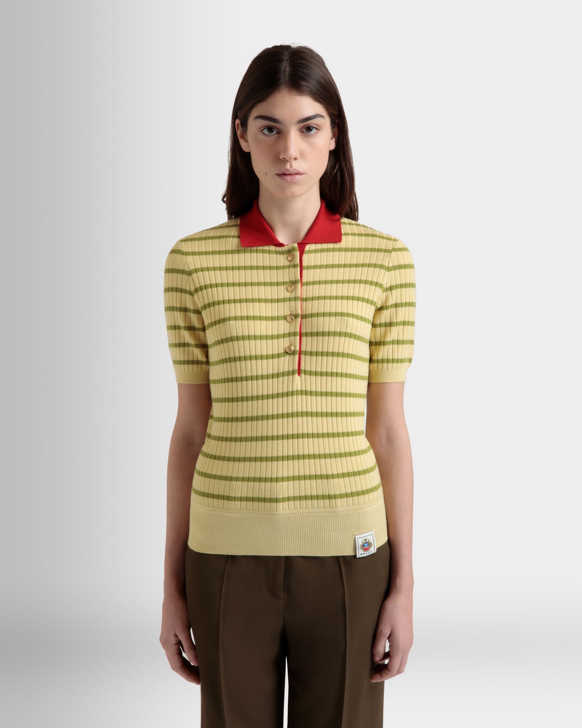 Bally Global - Polo De Punto De Mezcla De Lana Dusty Yellow - Amarillo