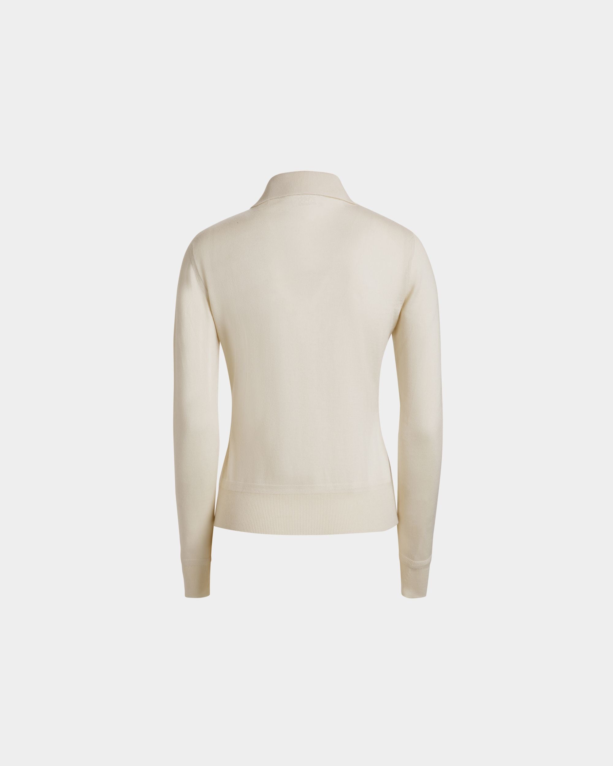 Bally Global - Polo De Manga Larga De Cachemira Y Seda Marfil - Blanco