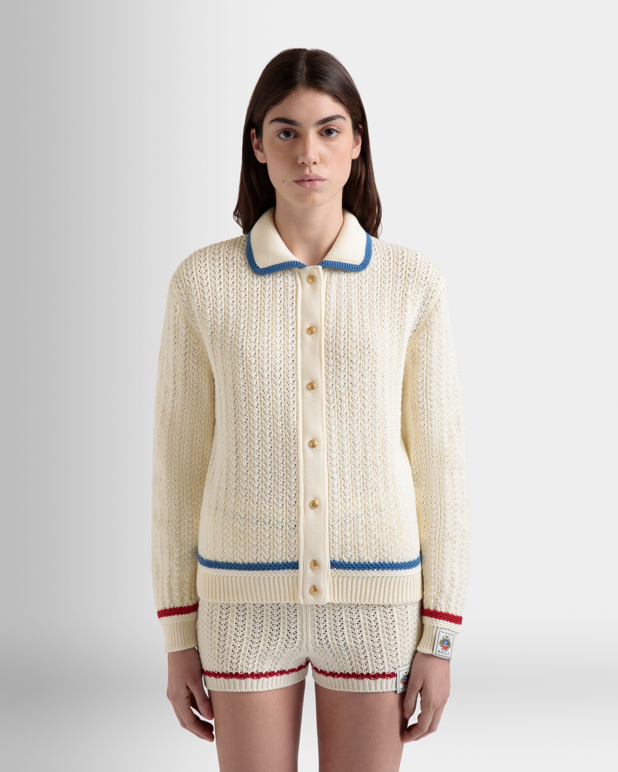 Bally Global - Cardigan in Ivory Cotton - White