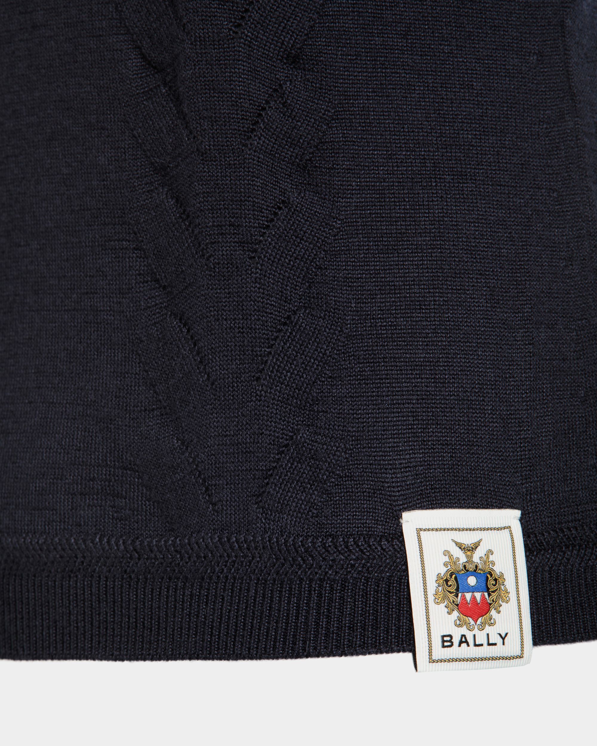 Bally Global - Long Sleeve Top in Navy Blue Cashmere And Silk - Blue