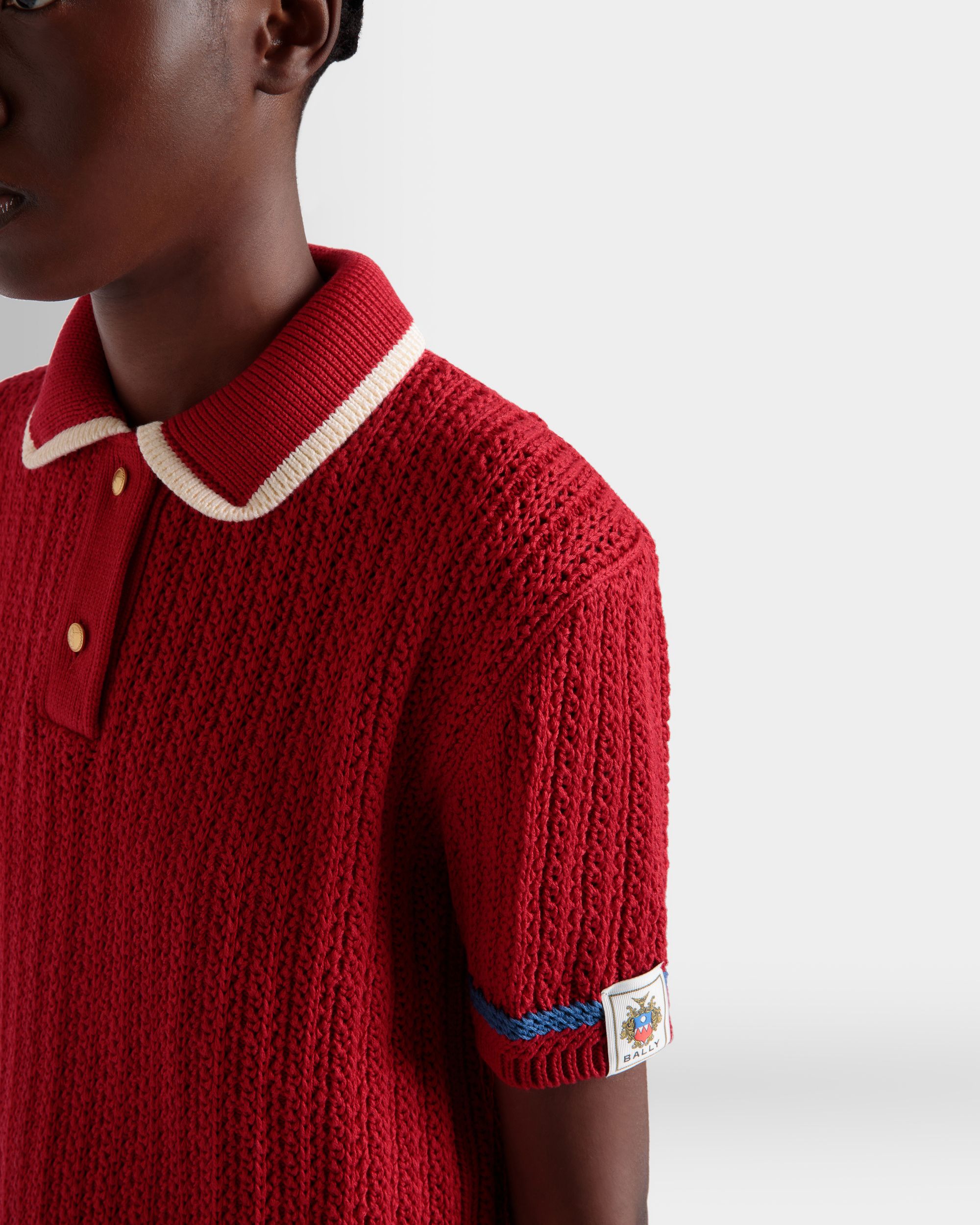 Bally Global - Polo En Maille De Coton Rouge - Rouge