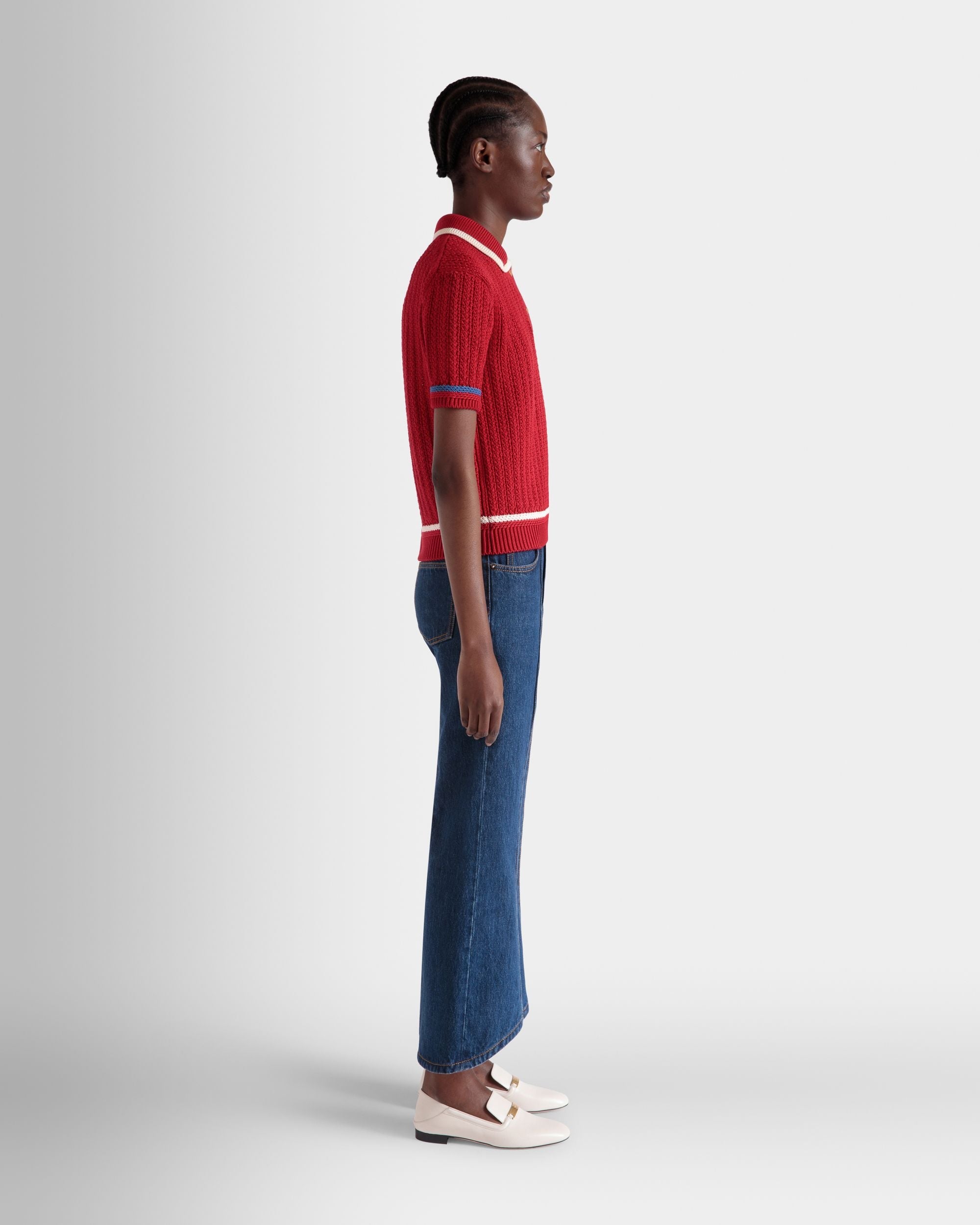 Bally Global - Polo En Maille De Coton Rouge - Rouge