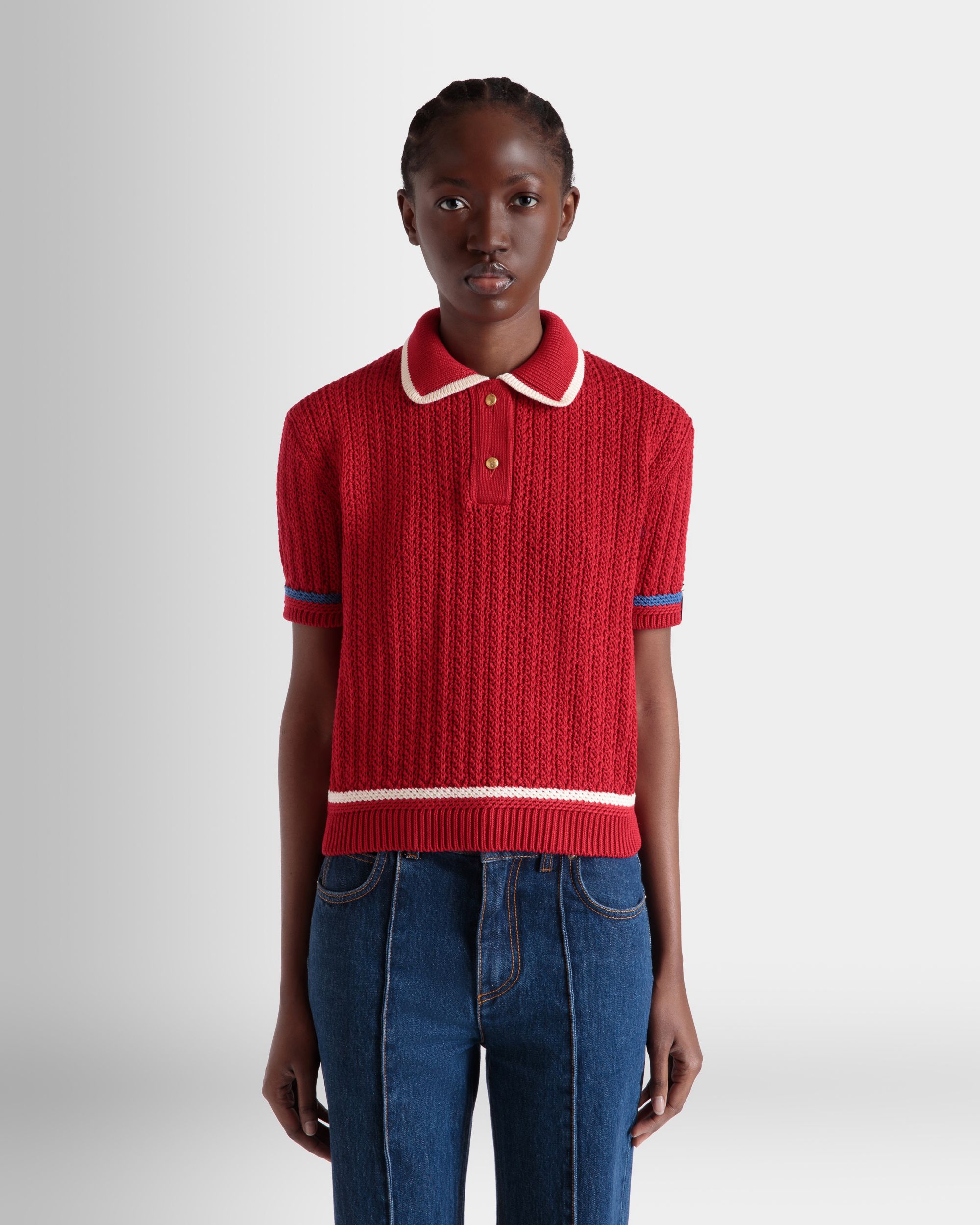 Bally Global - Polo En Maille De Coton Rouge - Rouge