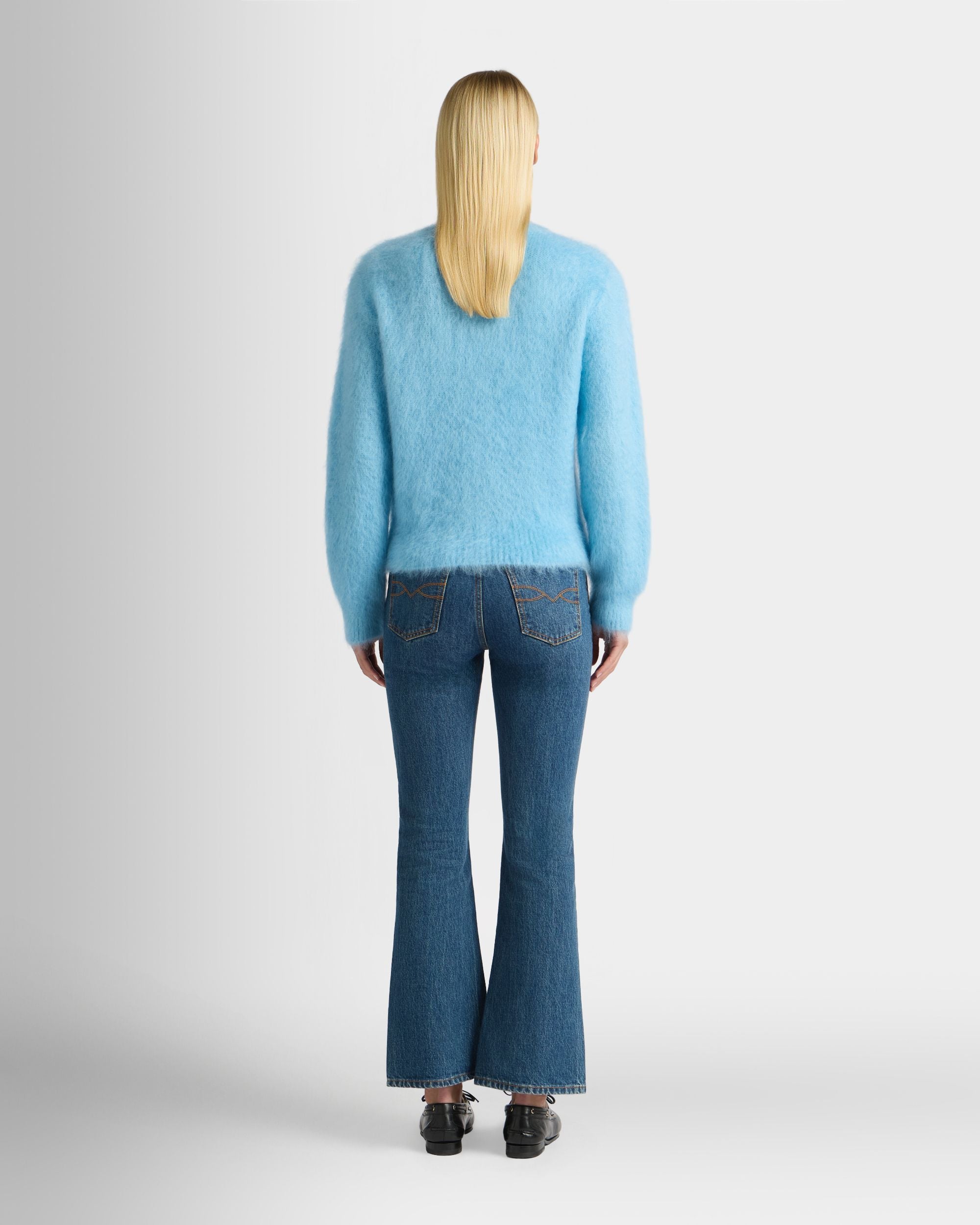 Bally Global - Crewneck Sweater in Light Blue Mohair And Silk - Blue