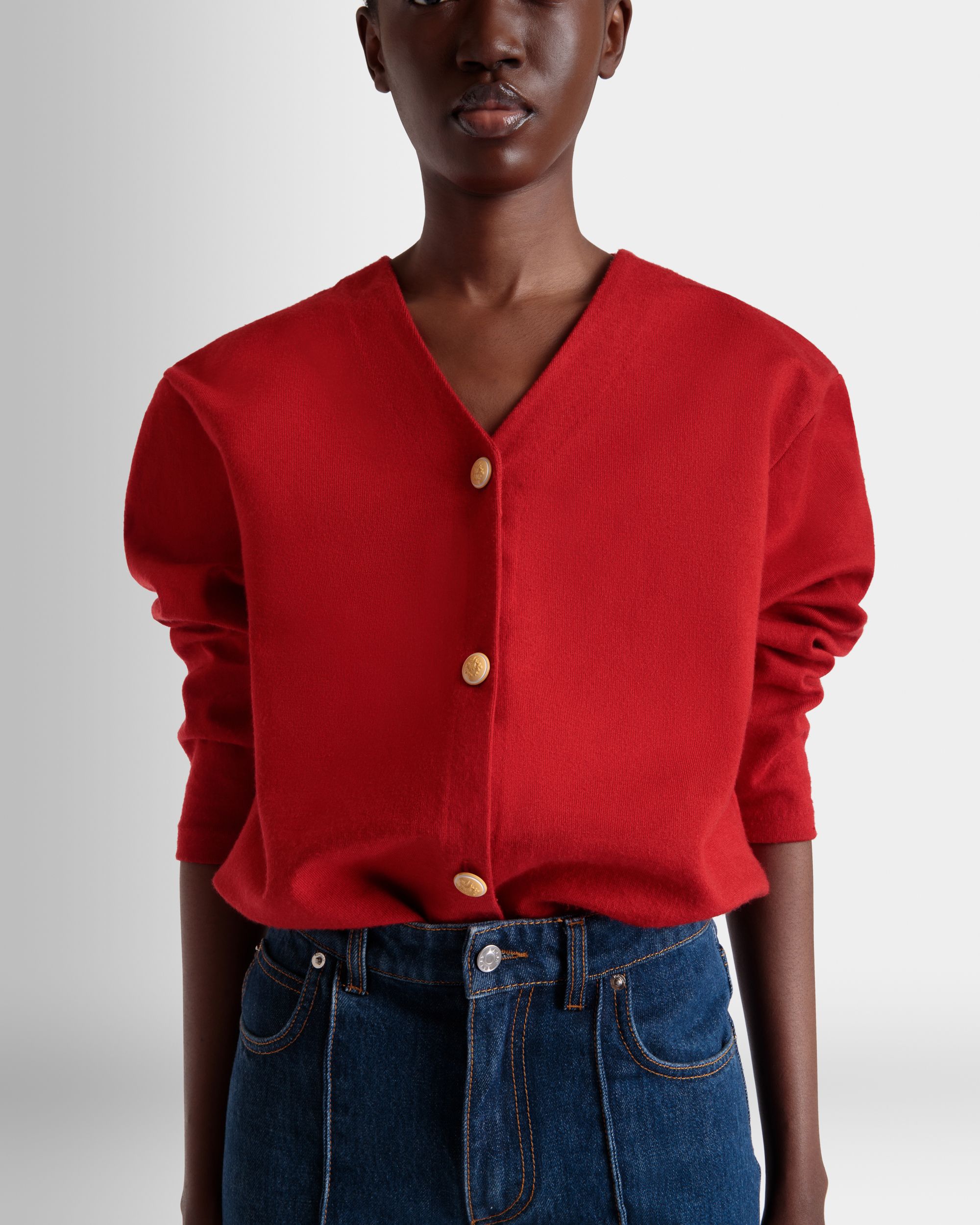 Bally Global - Cárdigan De Mezcla De Seda Y Lana Roja - Rojo