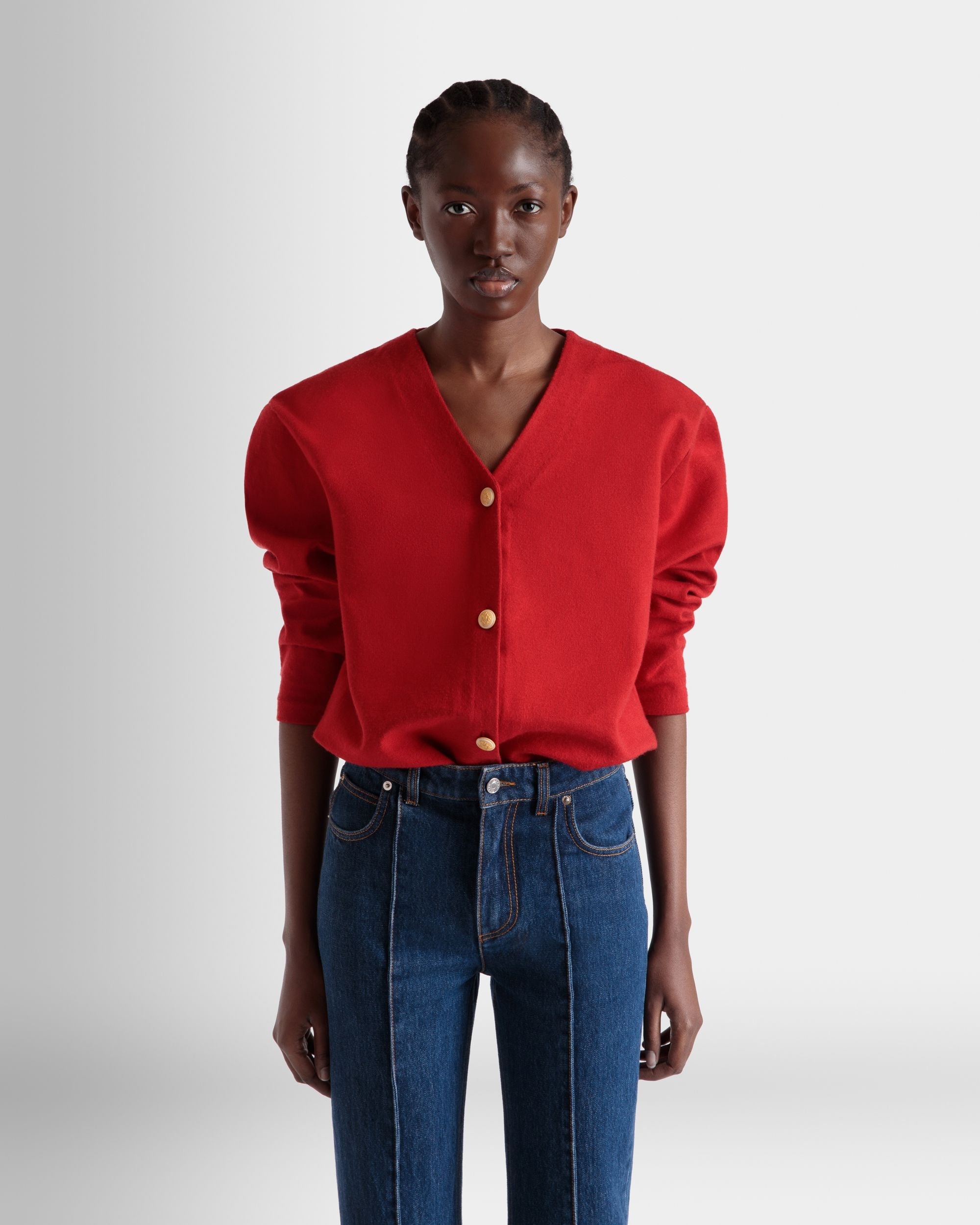 Bally Global - Cárdigan De Mezcla De Seda Y Lana Roja - Rojo