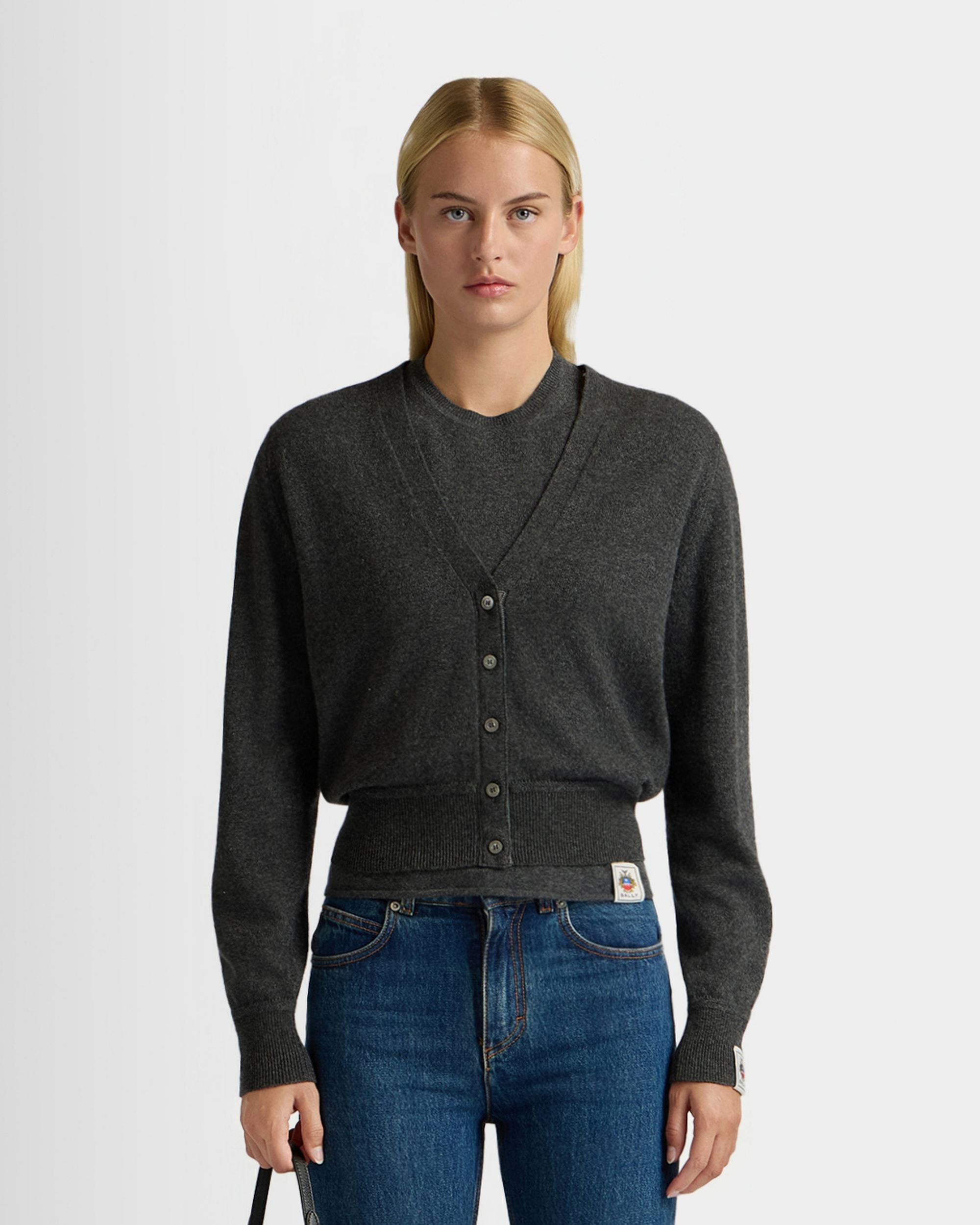 Bally Global - Cardigan in Dark Grey Cashmere - Grey