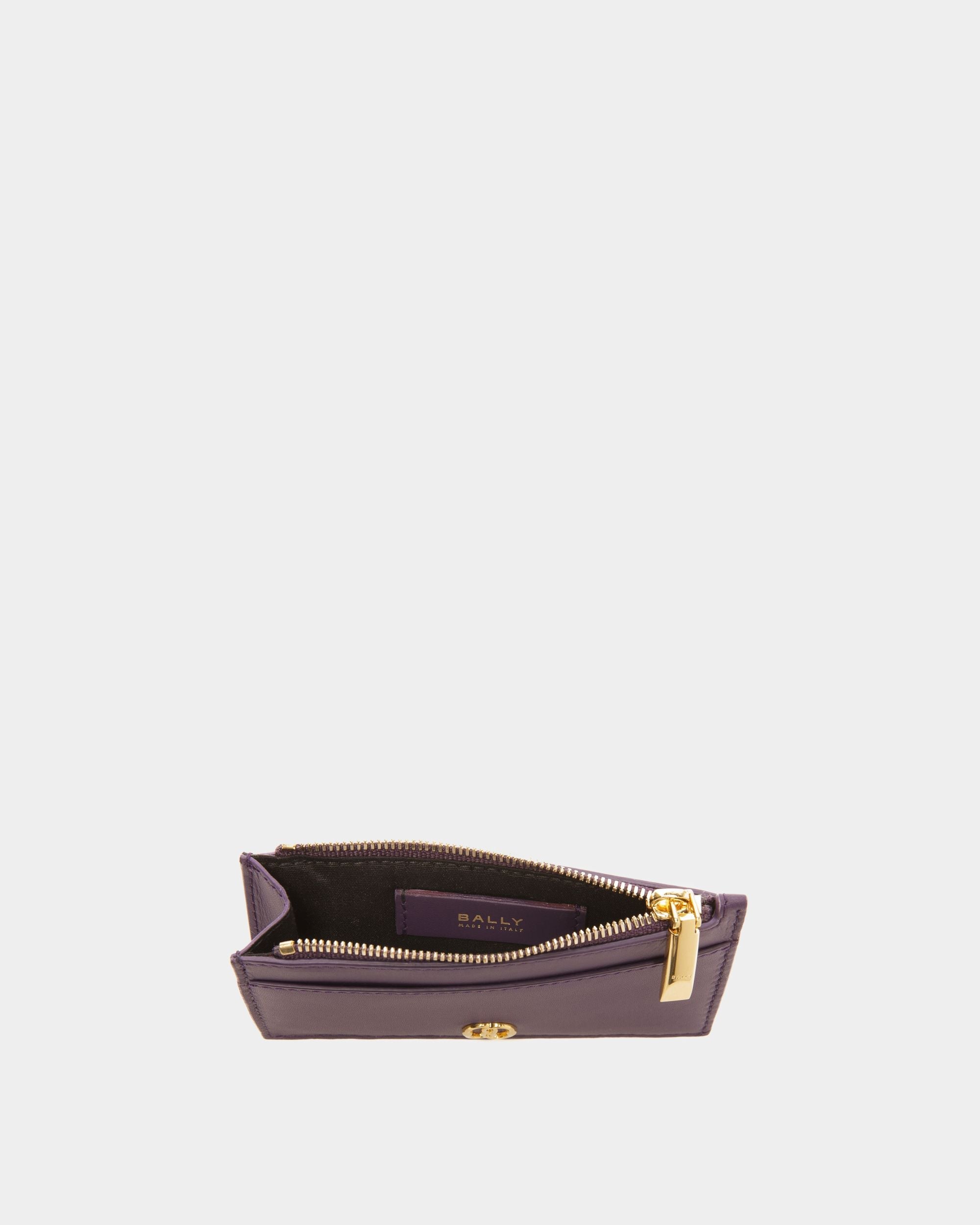 Bally Global - Emblem Business Card Holder In Orchid Leather - Púrpura