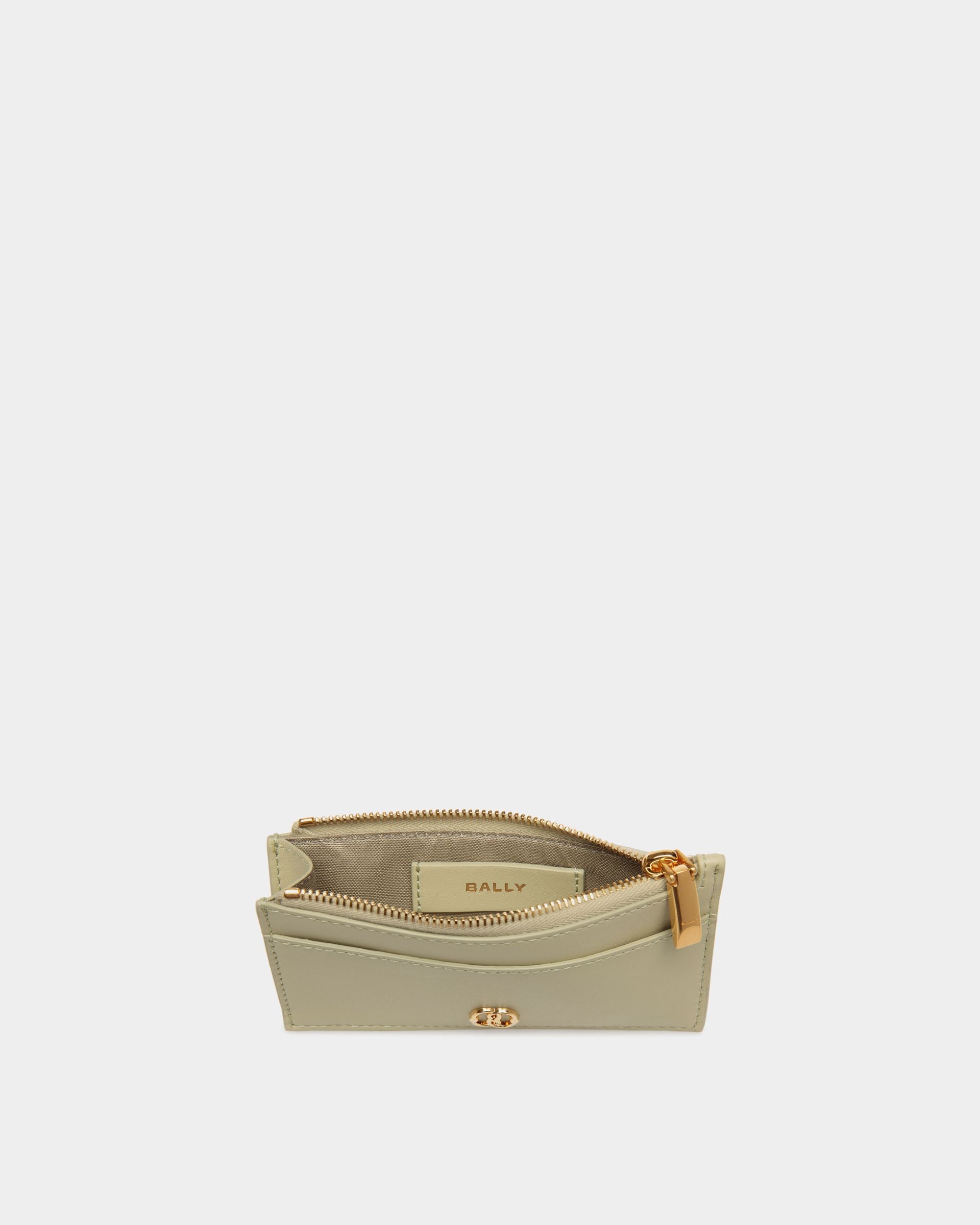 Bally Global - Tarjetero Con Cremallera Emblem De Piel Light Green - Verde
