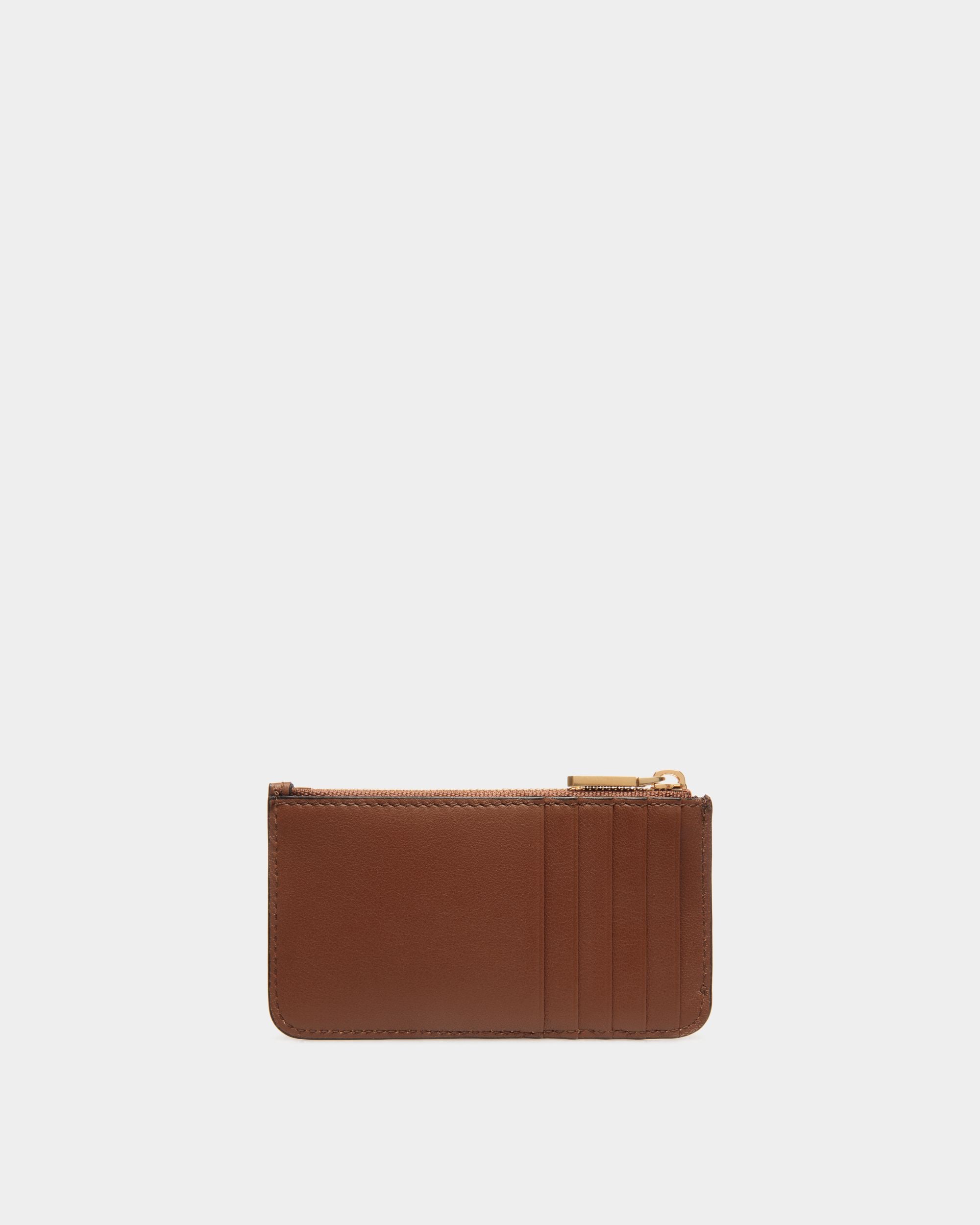 Bally Global - Tarjetero Code De Piel Marrón Con Cremallera - Marrón