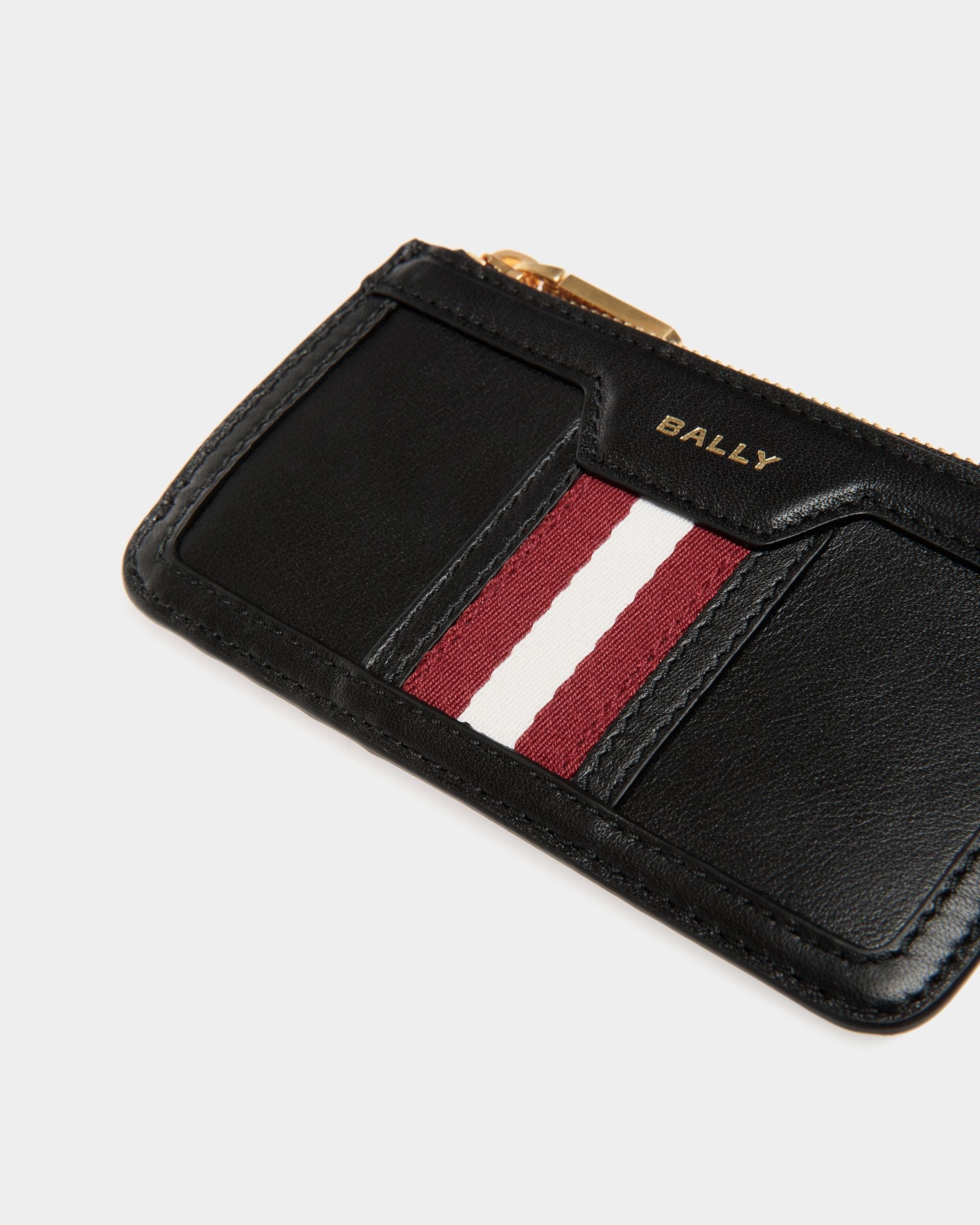 Bally Global - Tarjetero Code De Piel Negra Con Cremallera - Negro