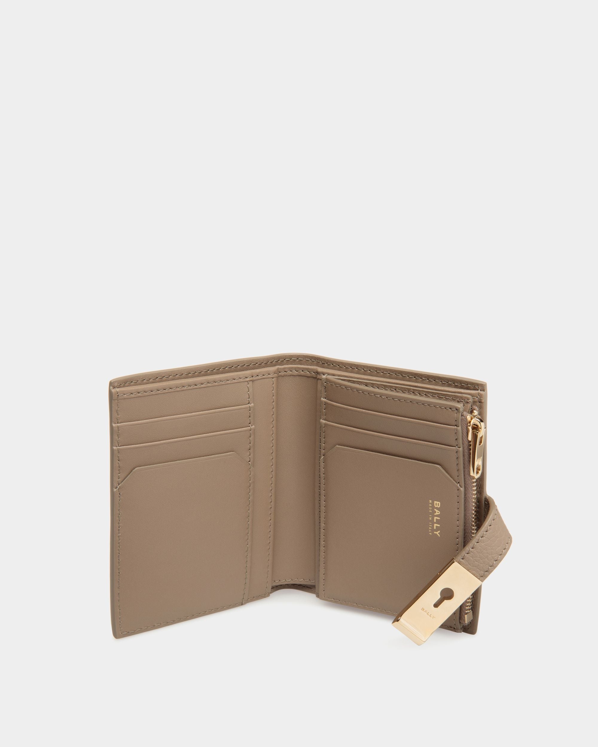 Bally Global - Cartera Lock Me De Piel Granulada Topo - Marrón