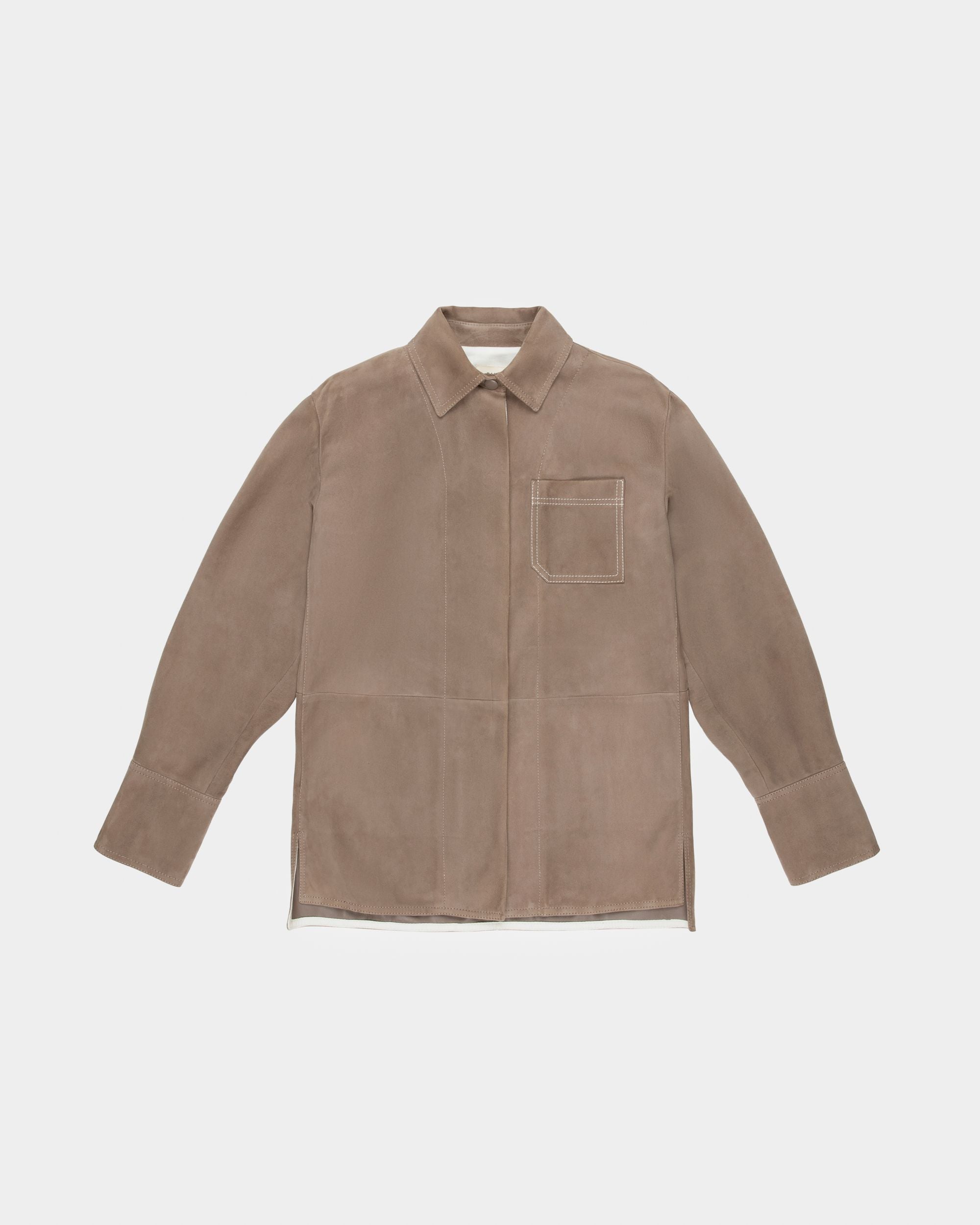Bally Global - Suede Leather Jacket In Taupe - Beige